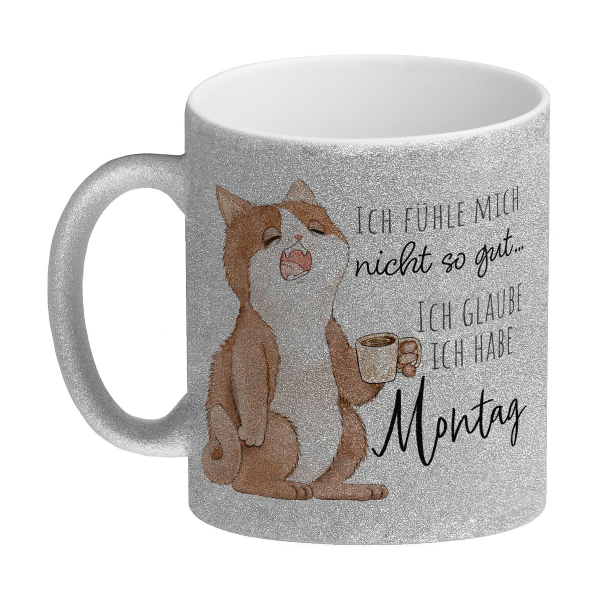 Katze Kaffeebecher mit Spruch Unwohlsein - Verdacht auf Montagsgefühl