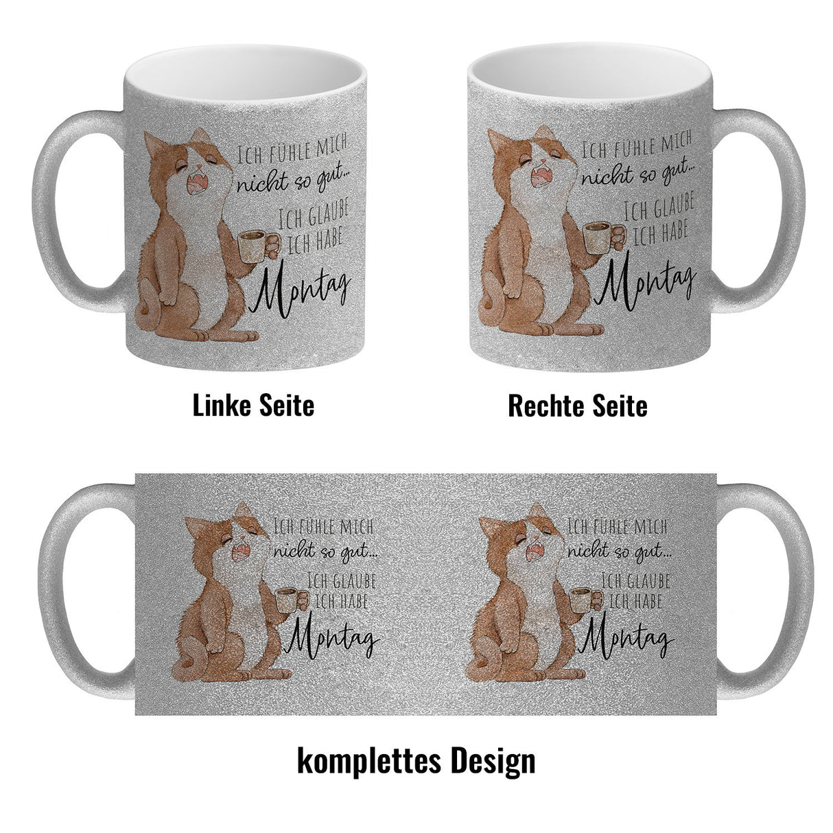 Katze Kaffeebecher mit Spruch Unwohlsein - Verdacht auf Montagsgefühl