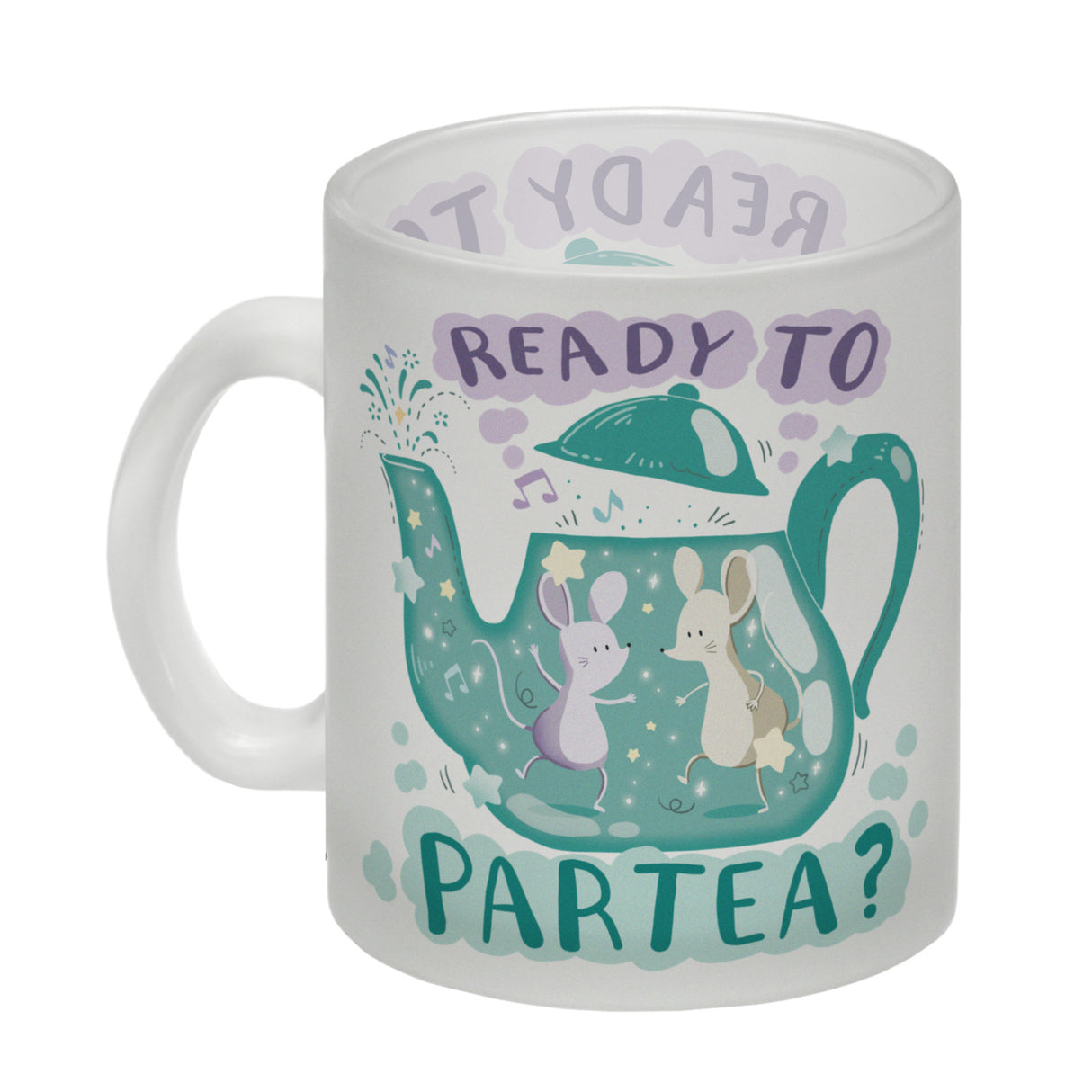 Mäuse in Teekanne Kaffeebecher mit Spruch Ready to Partea