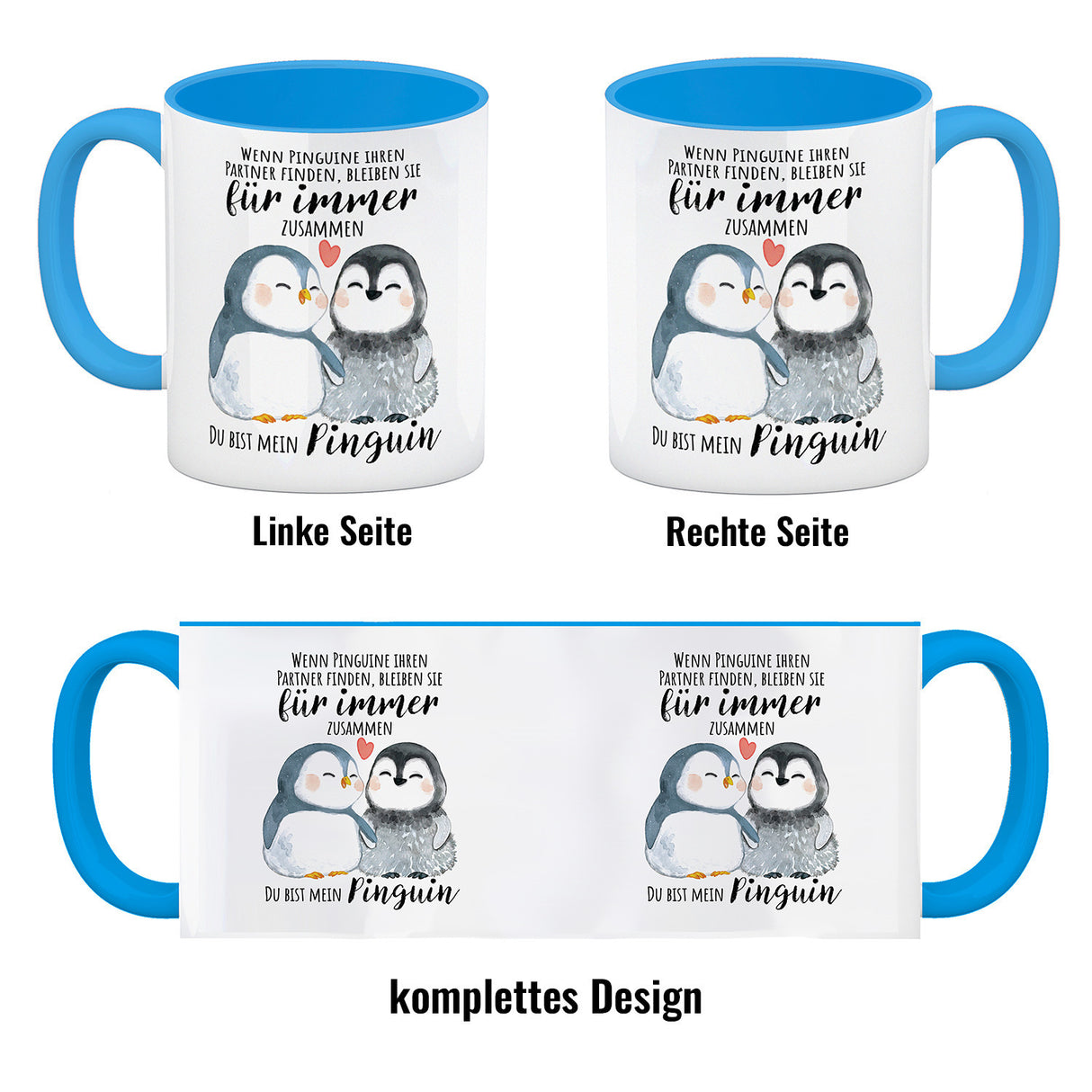 Pinguin Kaffeebecher mit Spruch Du bist mein ewiger Pinguin