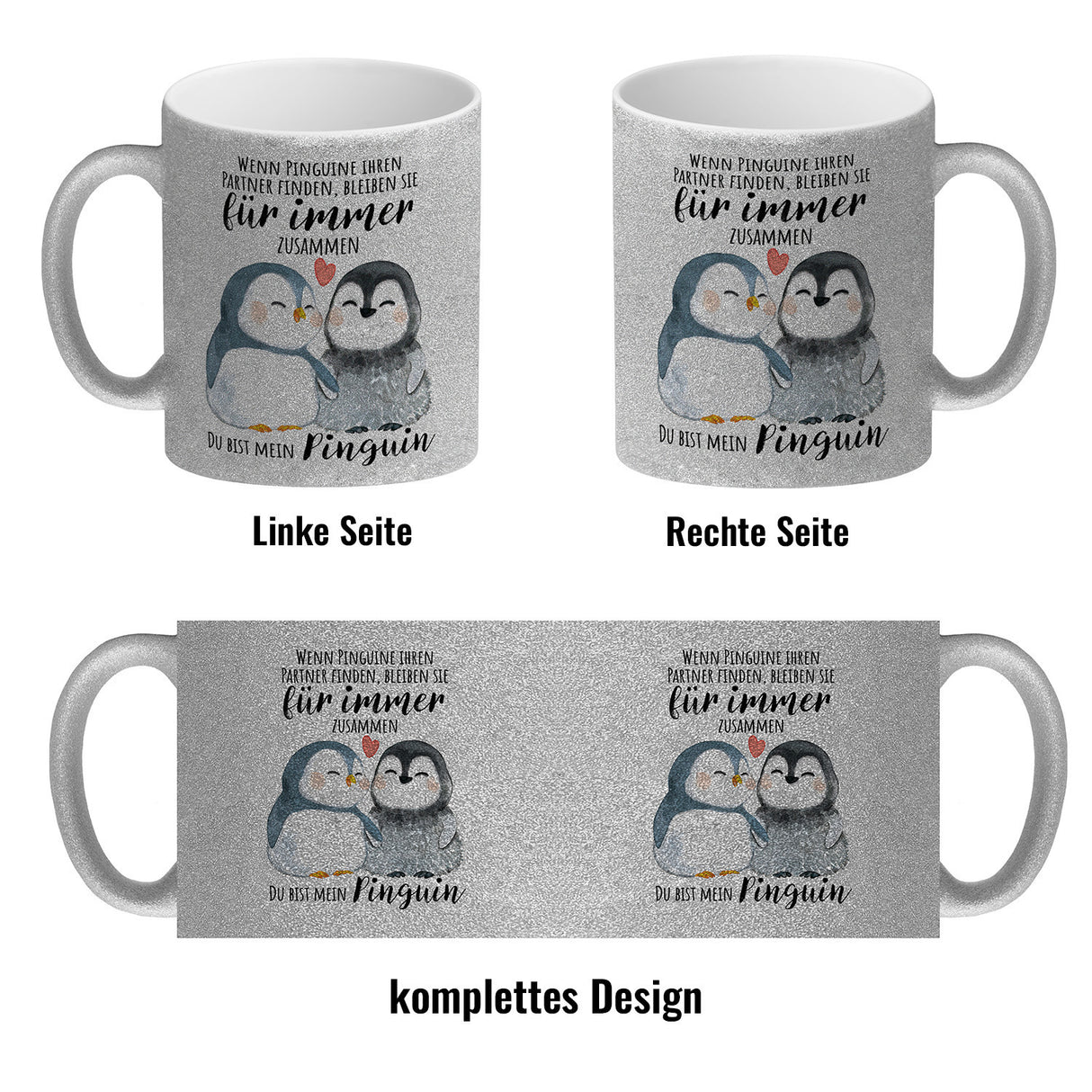 Pinguin Kaffeebecher mit Spruch Du bist mein ewiger Pinguin