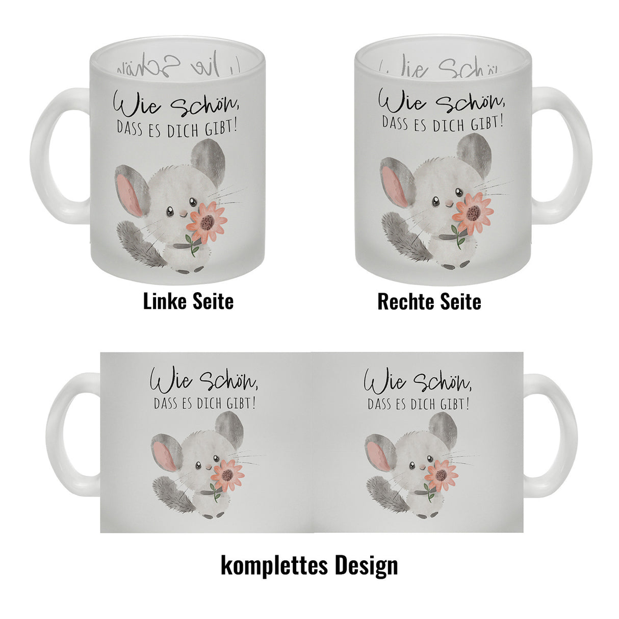 Chinchilla Kaffeebecher mit Spruch Wie schön dass es dich gibt