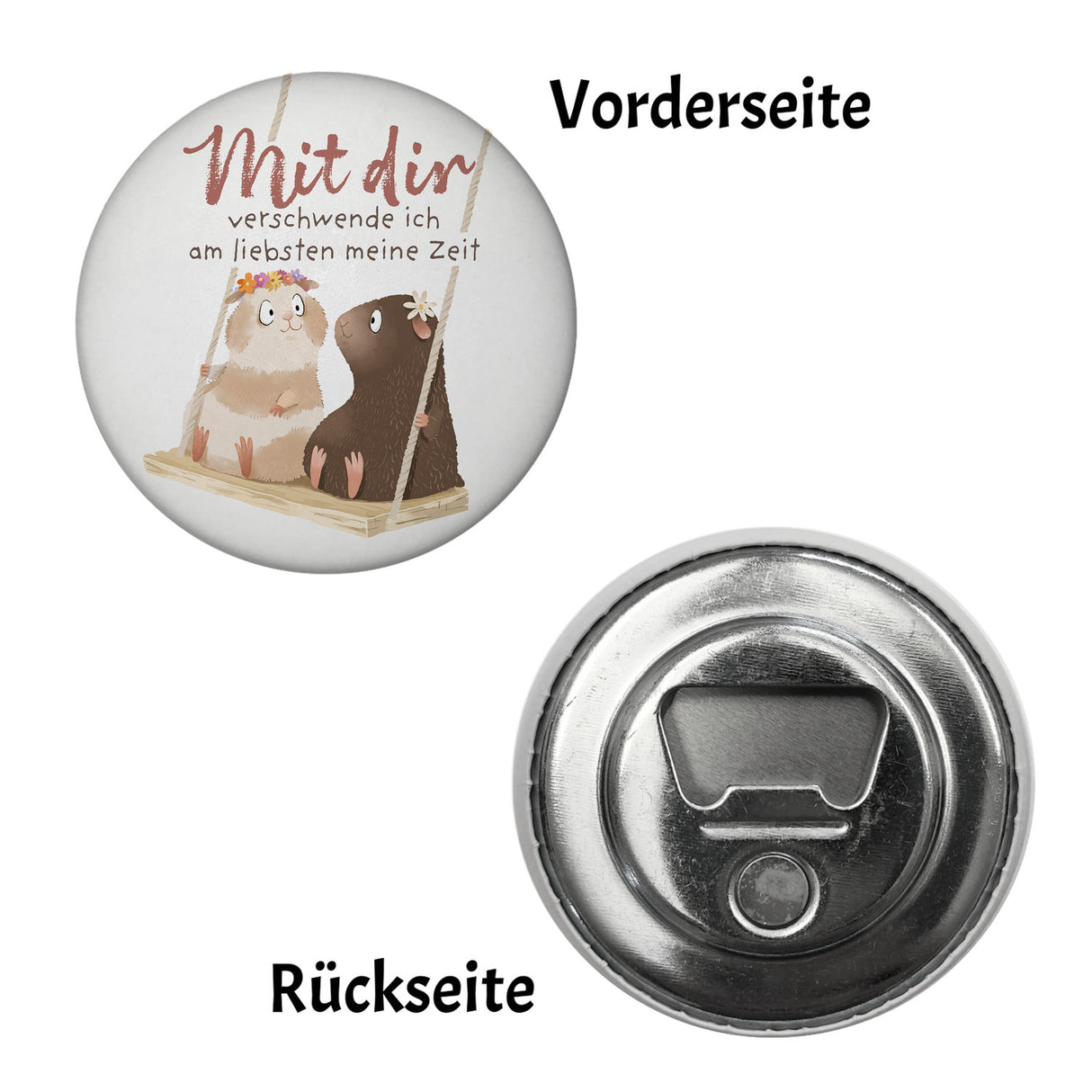 Meerschweinchen Magnet rund rund mit Spruch Zeitverschwendung am liebsten mit dir