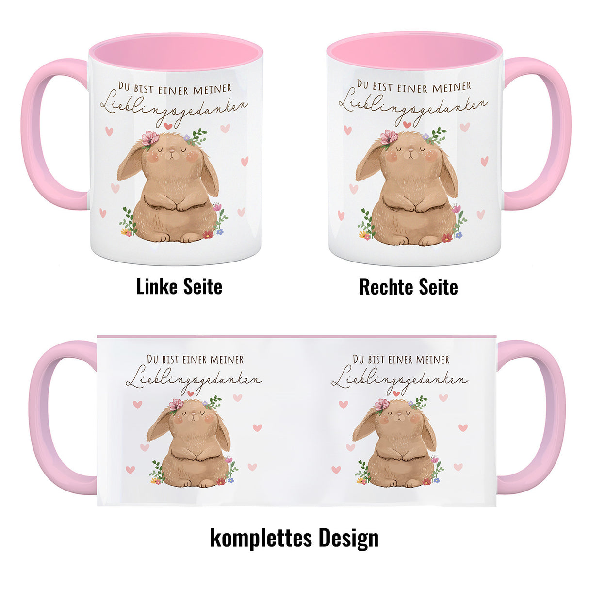Hase Kaffeebecher mit Spruch Du bist einer meiner Lieblingsgedanken