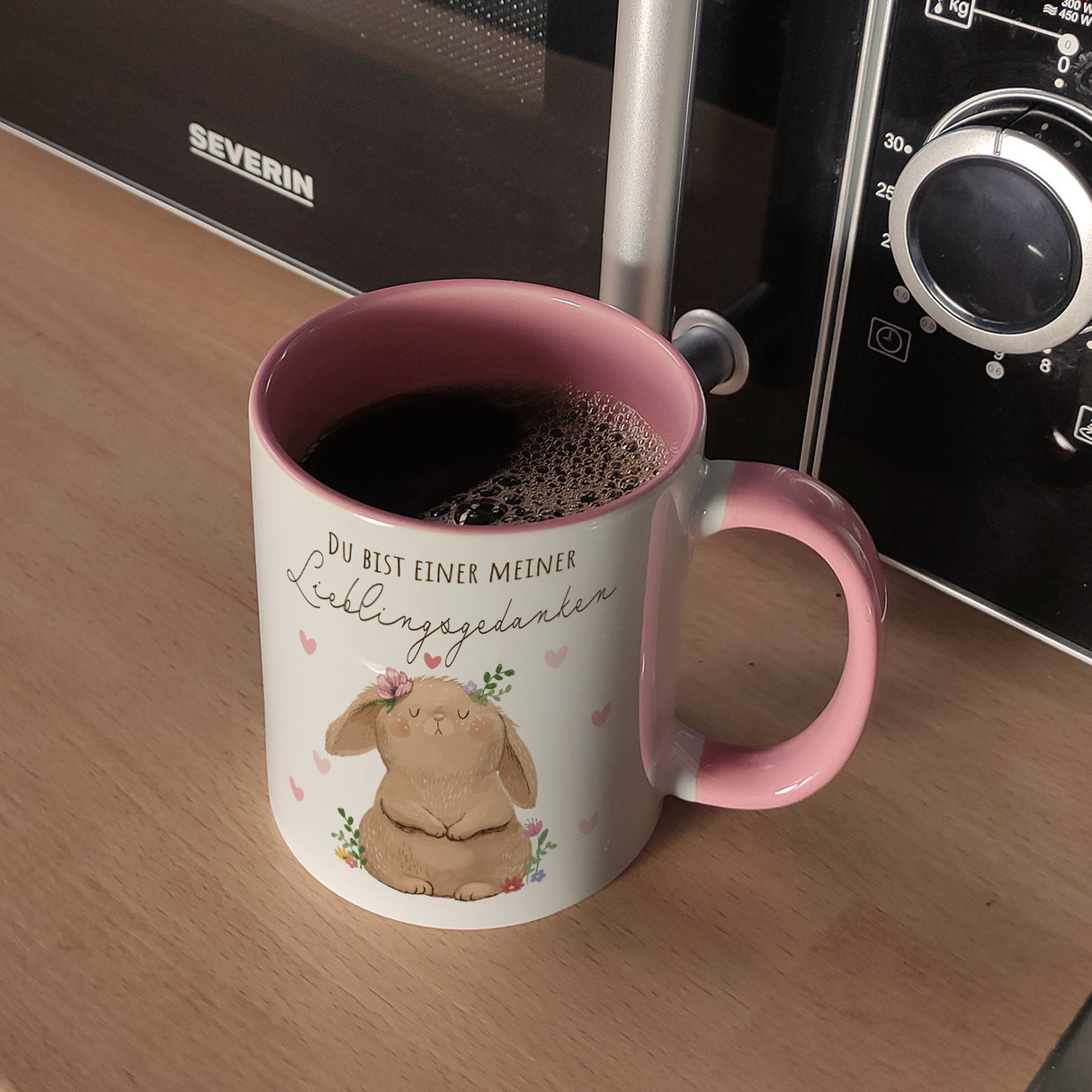 Hase Kaffeebecher mit Spruch Du bist einer meiner Lieblingsgedanken