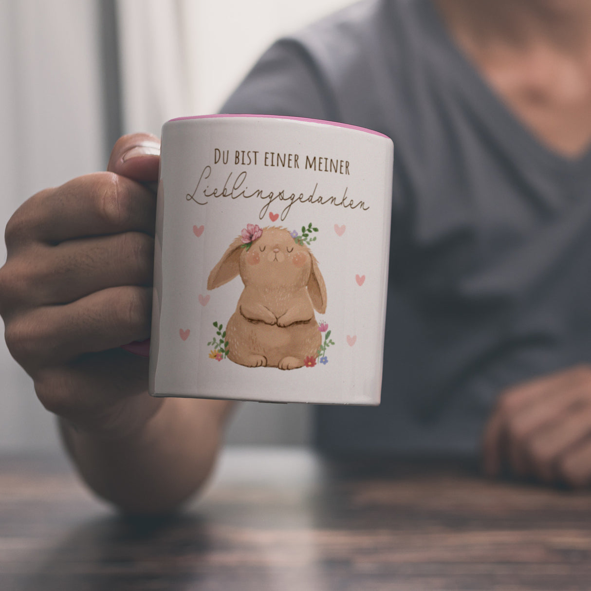 Hase Kaffeebecher mit Spruch Du bist einer meiner Lieblingsgedanken