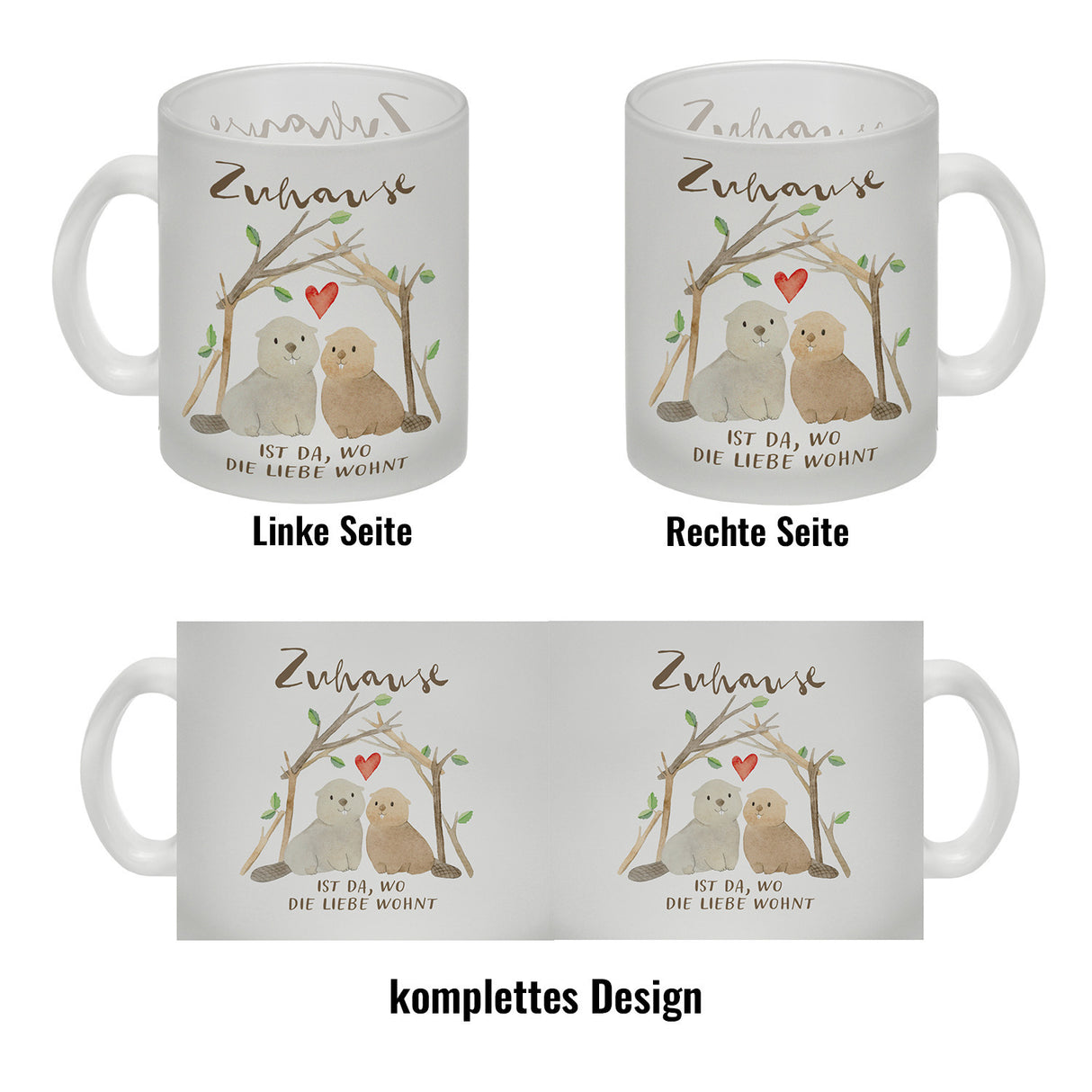 Biber Kaffeebecher mit Spruch Zuhause ist da wo die Liebe wohnt