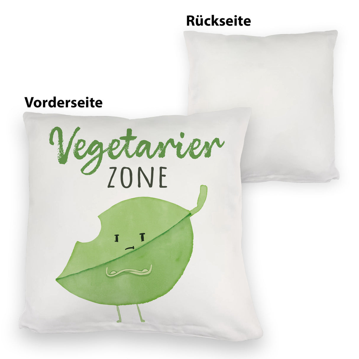 Blatt Kissen mit Spruch Vegetarier Zone