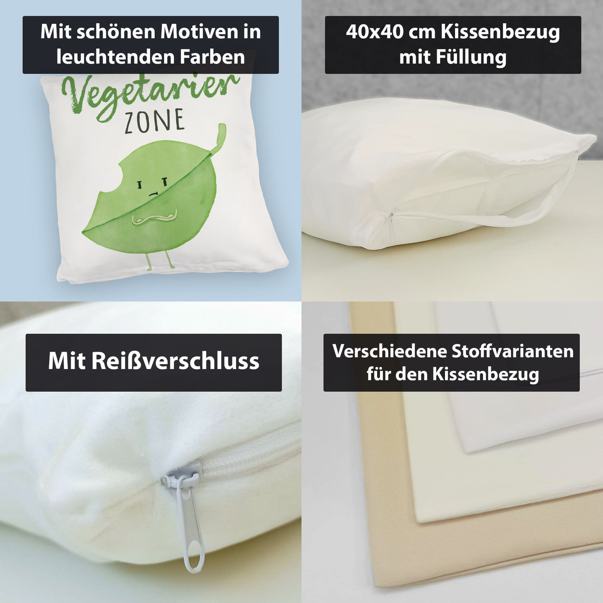 Blatt Kissen mit Spruch Vegetarier Zone