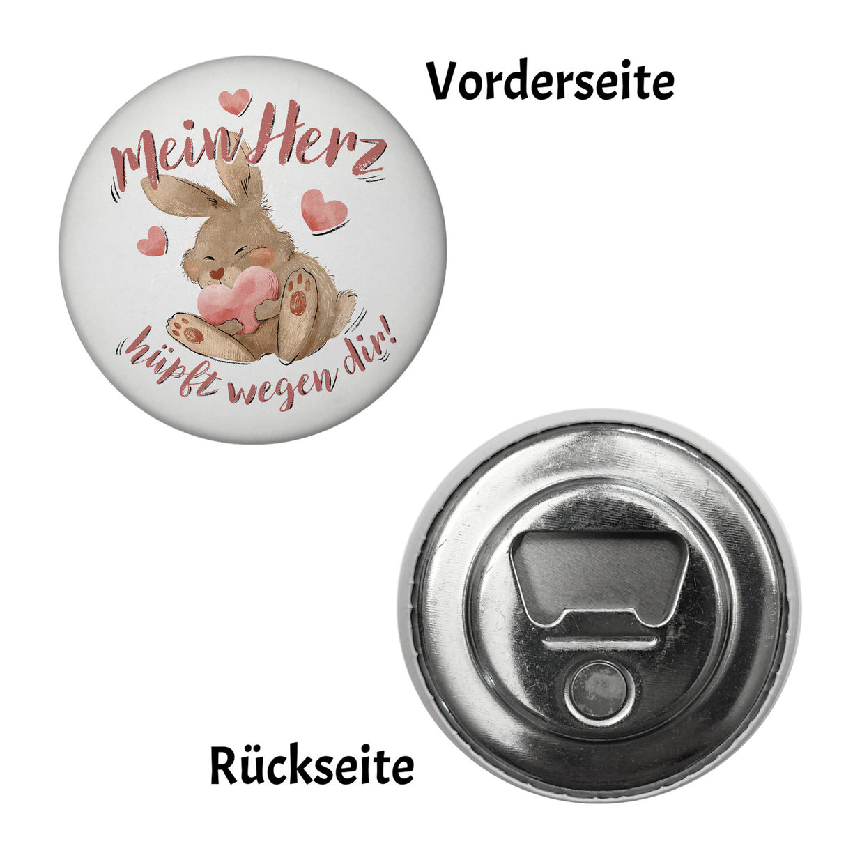 Hase Magnet rund rund mit Spruch Mein Herz hüpft wegen dir