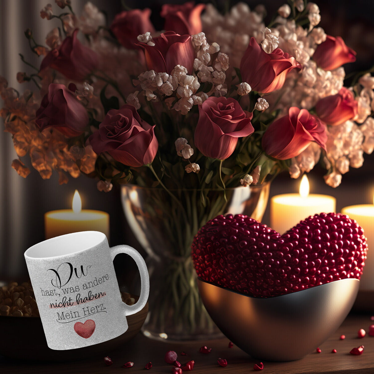 Herz Kaffeebecher mit Spruch Du besitzt mein Herz