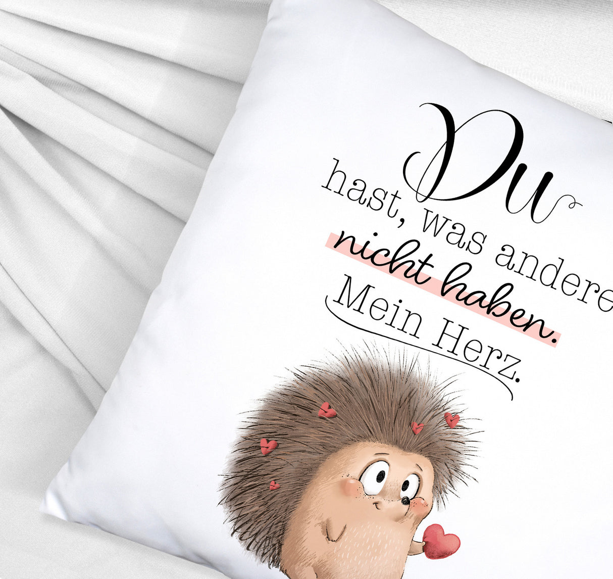 Verliebter Igel Kissen mit Spruch Mein Herz gehört dir allein