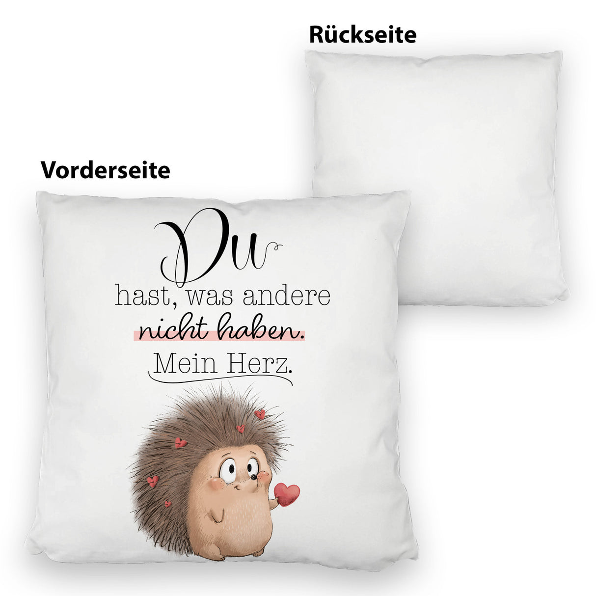 Verliebter Igel Kissen mit Spruch Mein Herz gehört dir allein