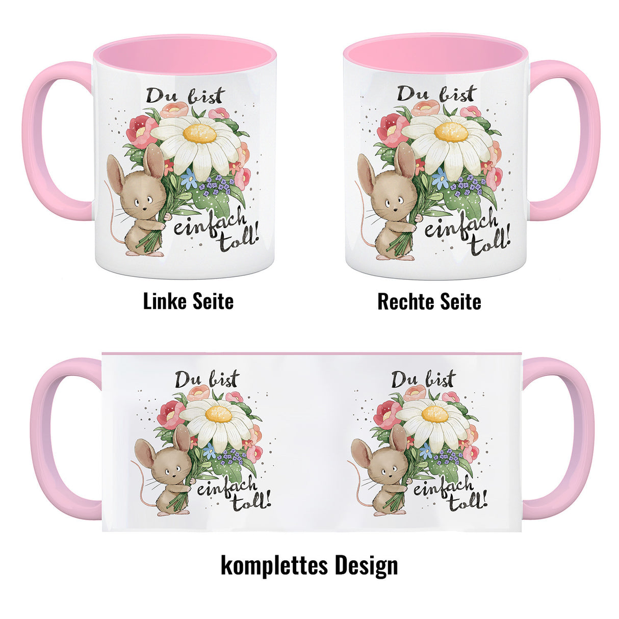 Maus Kaffeebecher mit Spruch Du bist einfach toll