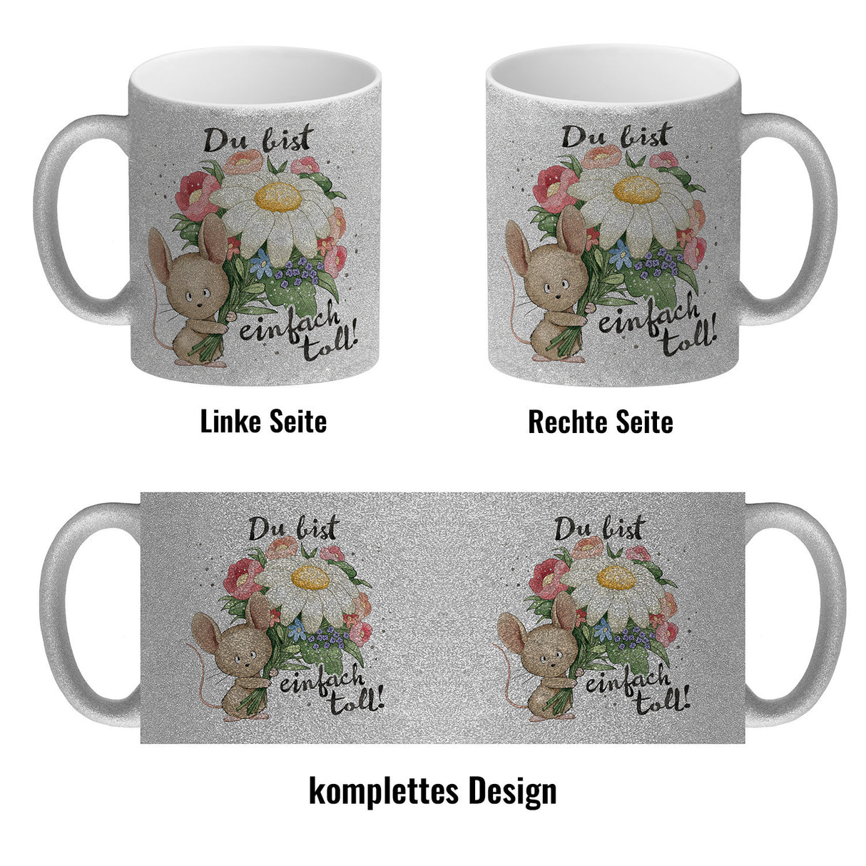 Maus Kaffeebecher mit Spruch Du bist einfach toll