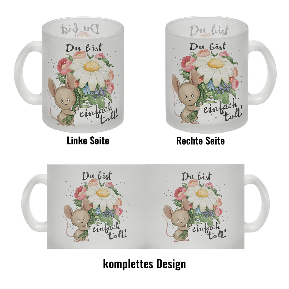 Maus Kaffeebecher mit Spruch Du bist einfach toll