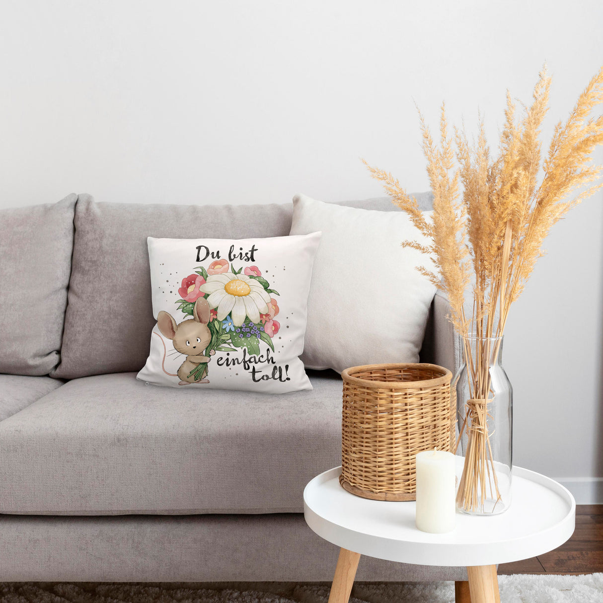 Maus Kissen mit Spruch Du bist einfach toll