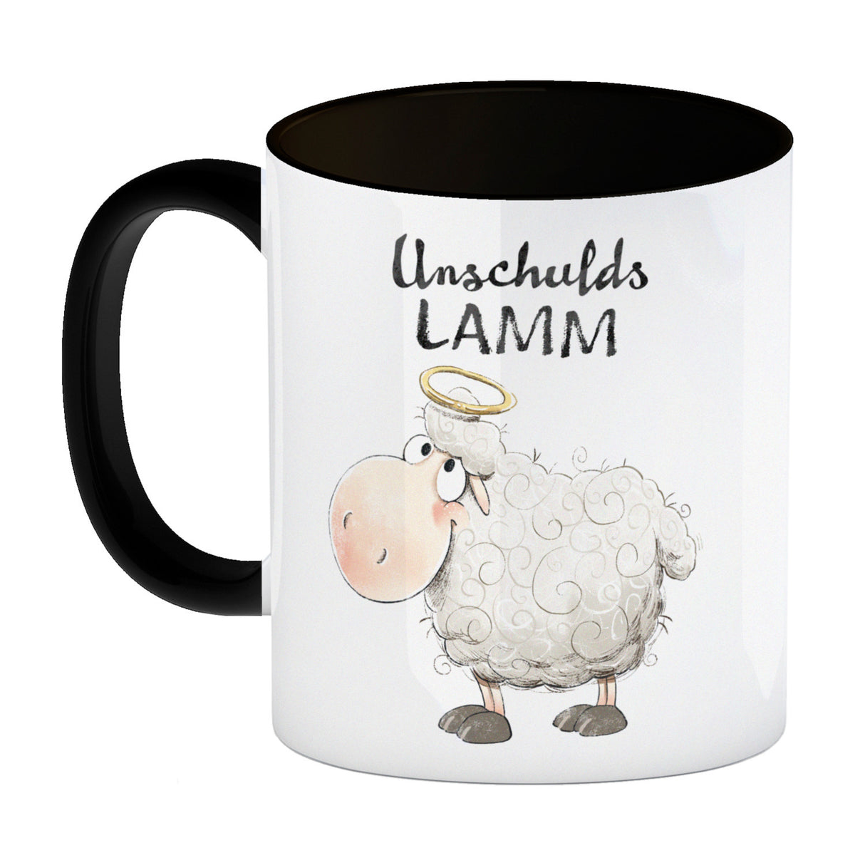 Schaf Kaffeebecher mit Spruch Unschuldslamm