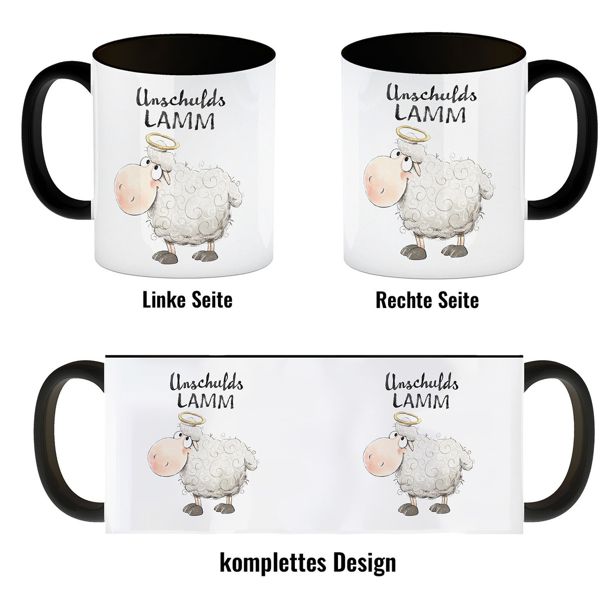 Schaf Kaffeebecher mit Spruch Unschuldslamm