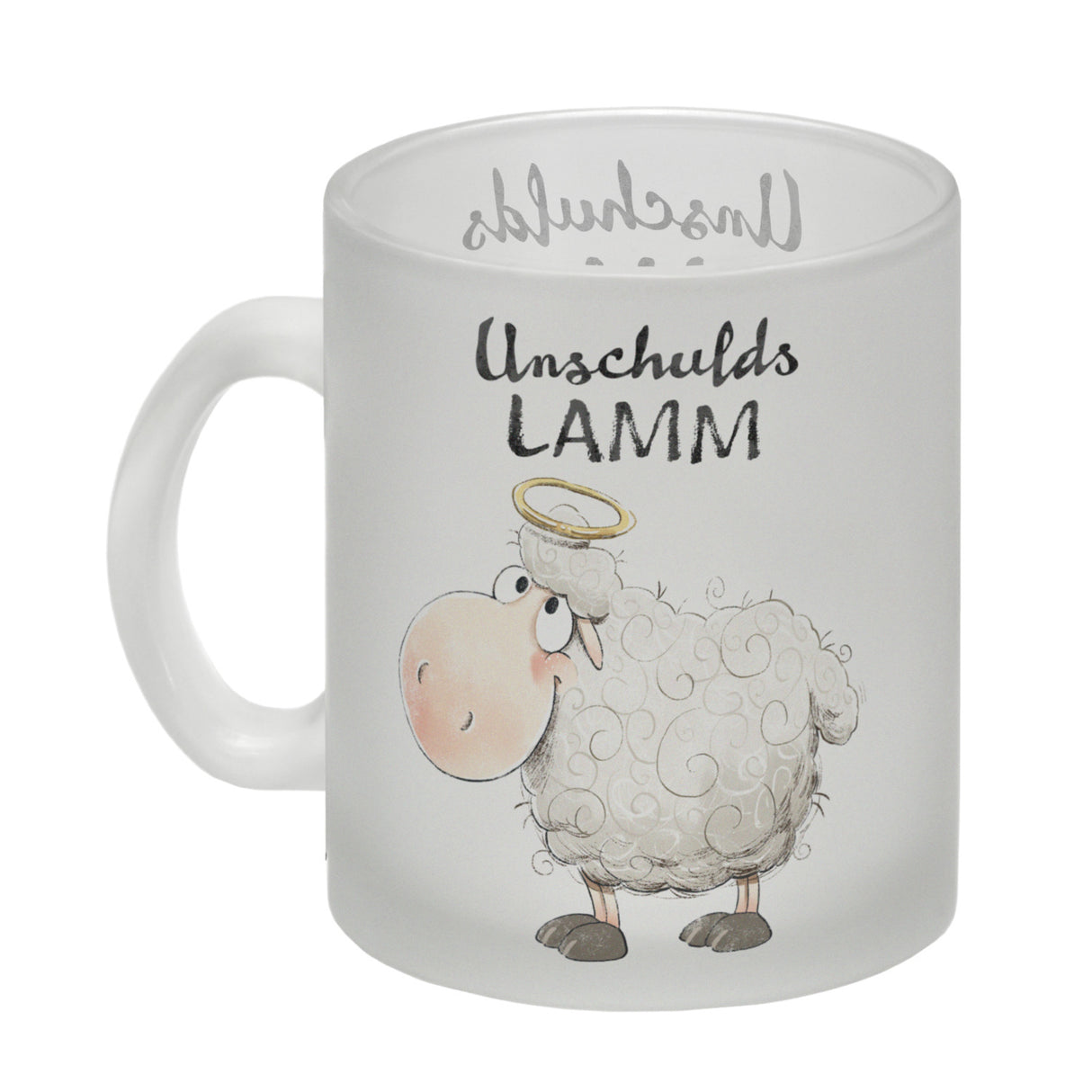 Schaf Kaffeebecher mit Spruch Unschuldslamm