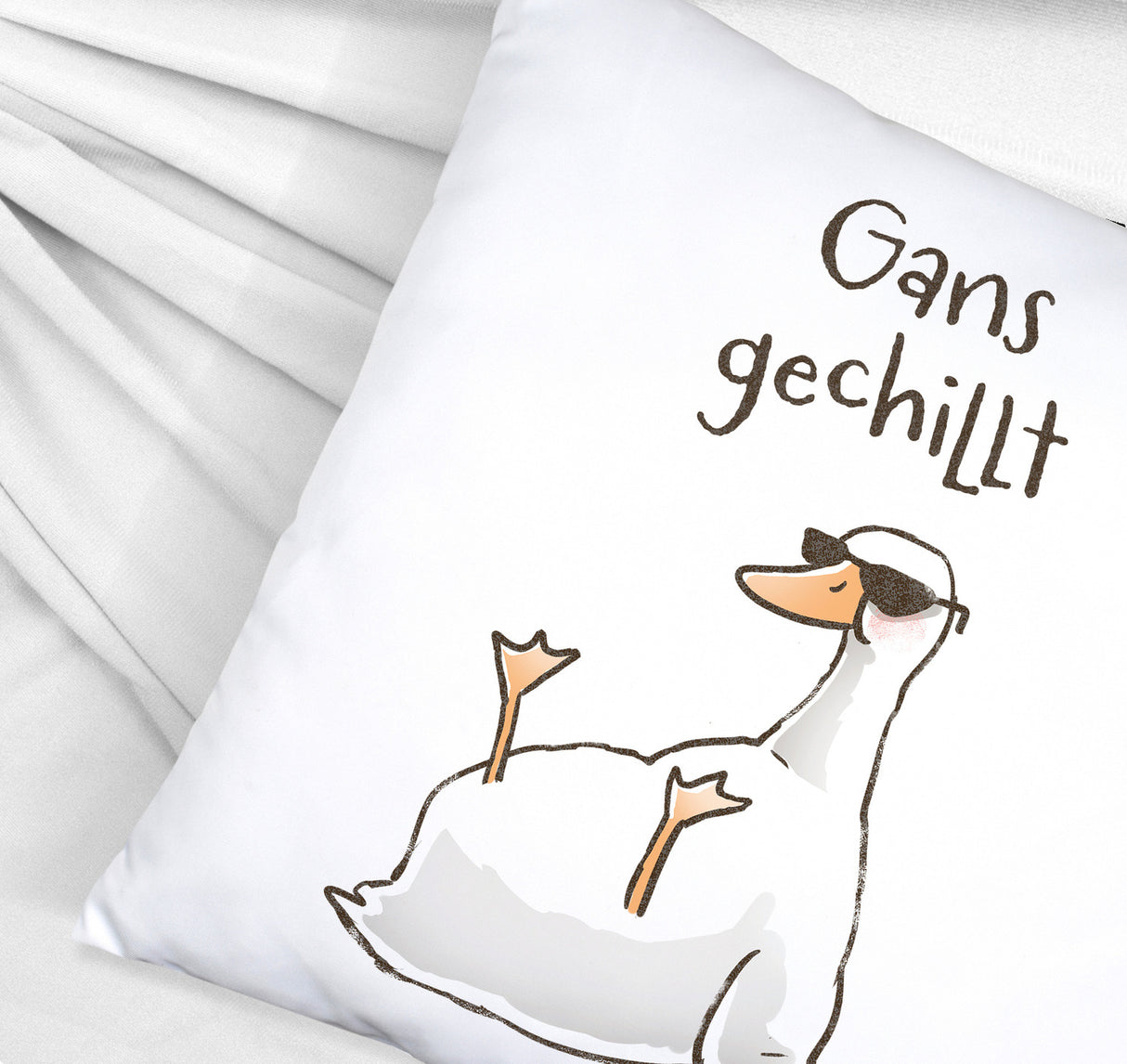 Gilbert die Gans Kissen mit Spruch Gans gechillt