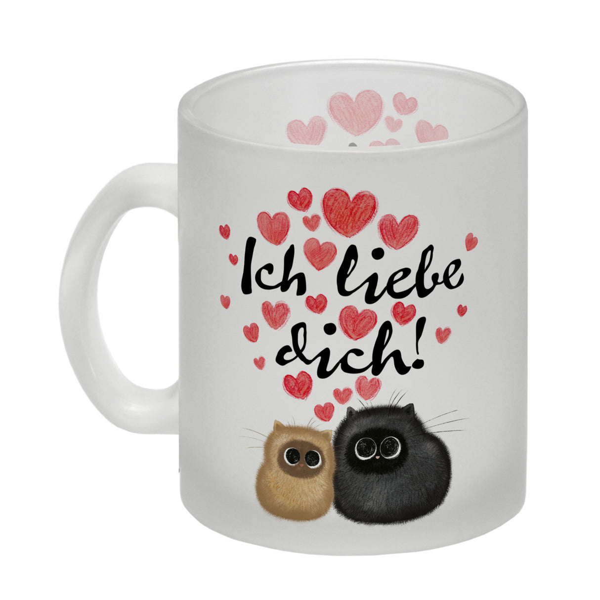 Knuffige Katzen Kaffeebecher mit Spruch Ich liebe dich