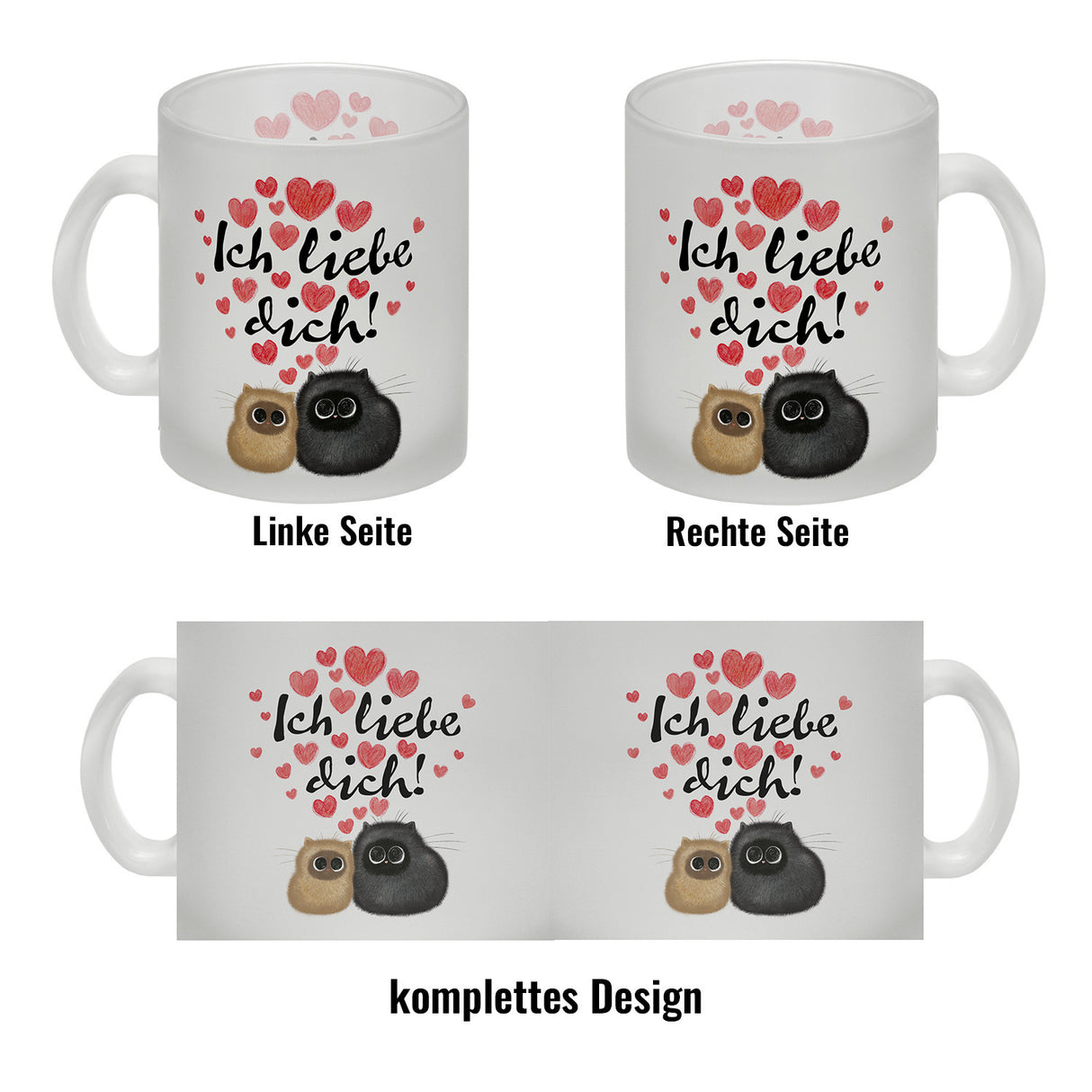 Knuffige Katzen Kaffeebecher mit Spruch Ich liebe dich
