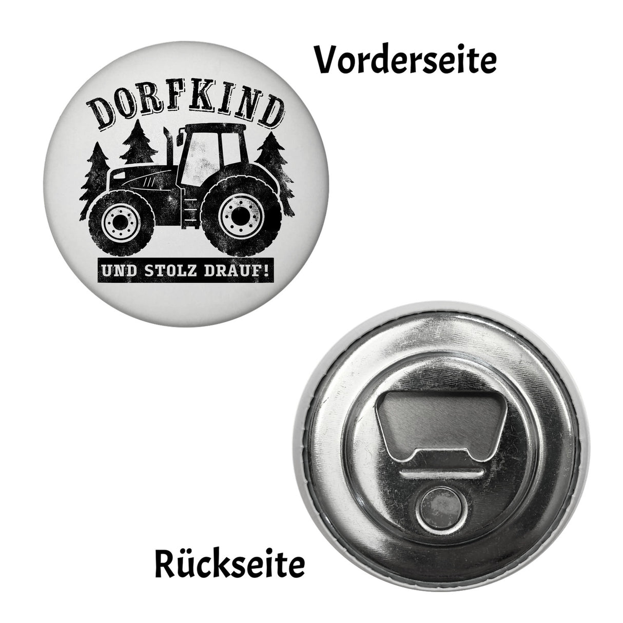 Dorfkind Trecker Magnet rund rund mit Spruch Dorfkind und stolz drauf