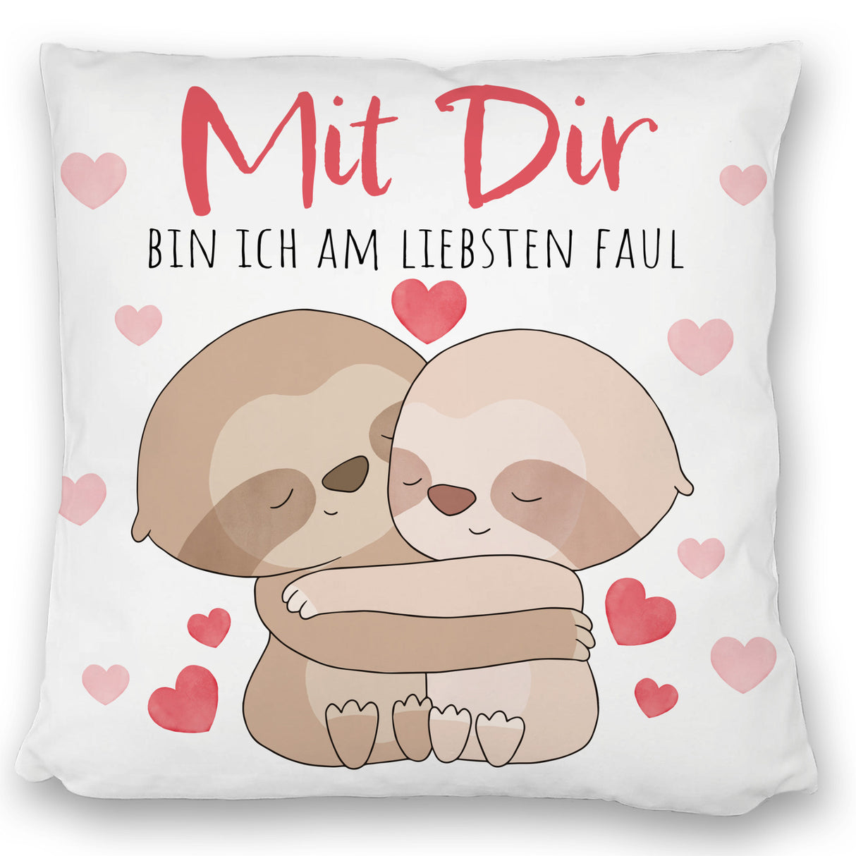 Faultier Paar Kissen mit Spruch Mit dir bin ich am liebsten faul