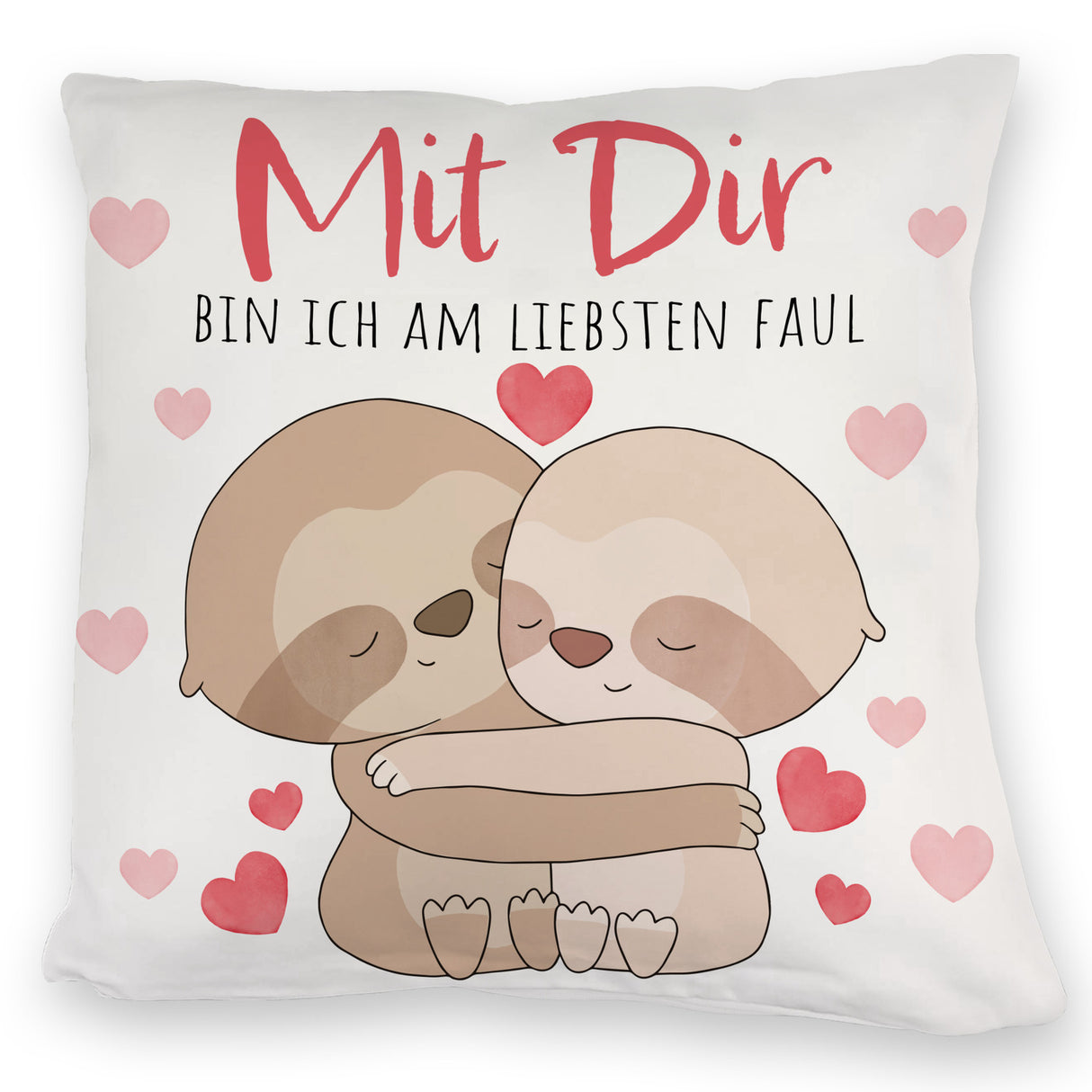 Faultier Paar Kissen mit Spruch Mit dir bin ich am liebsten faul