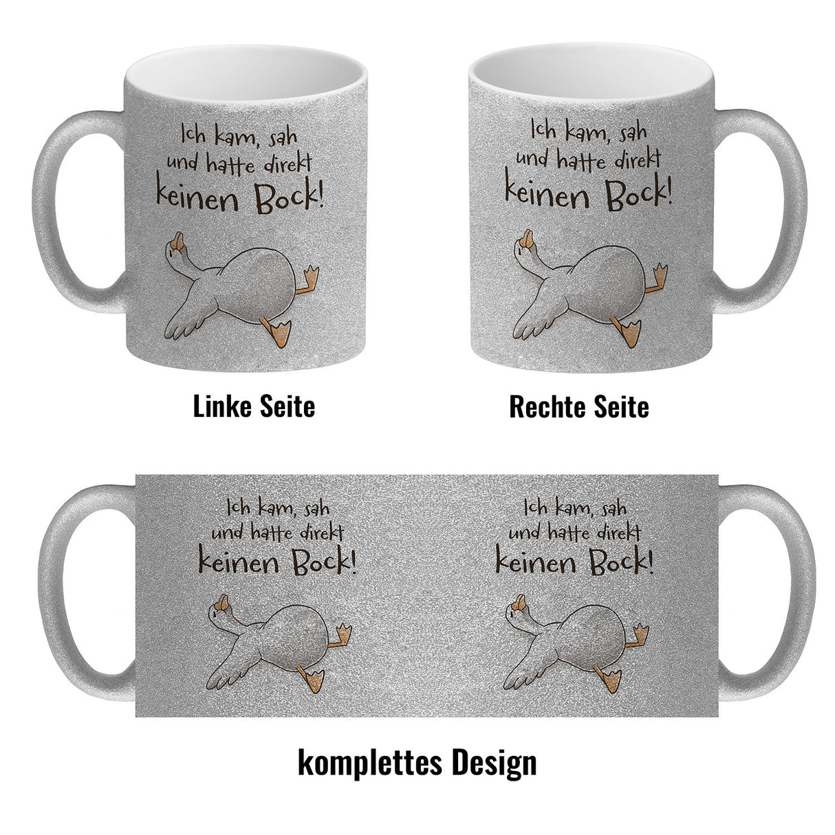 Gilbert die Gans Kaffeebecher mit Spruch Kam sah keinen Bock!