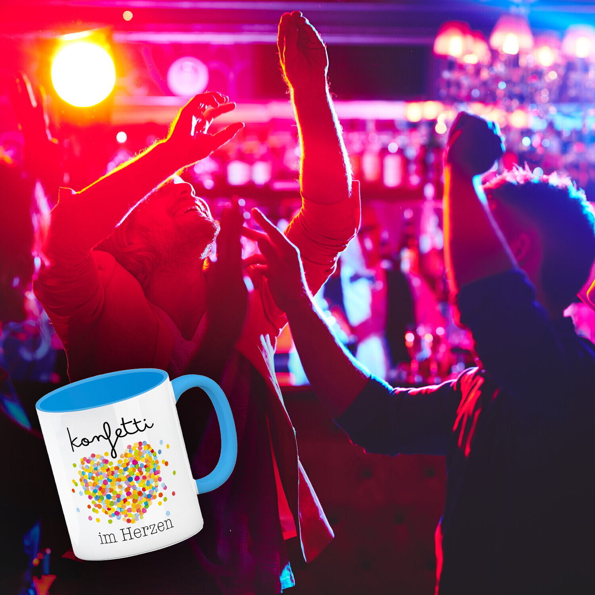 Konfetti im Herzen Karneval Geschenk Kaffeebecher