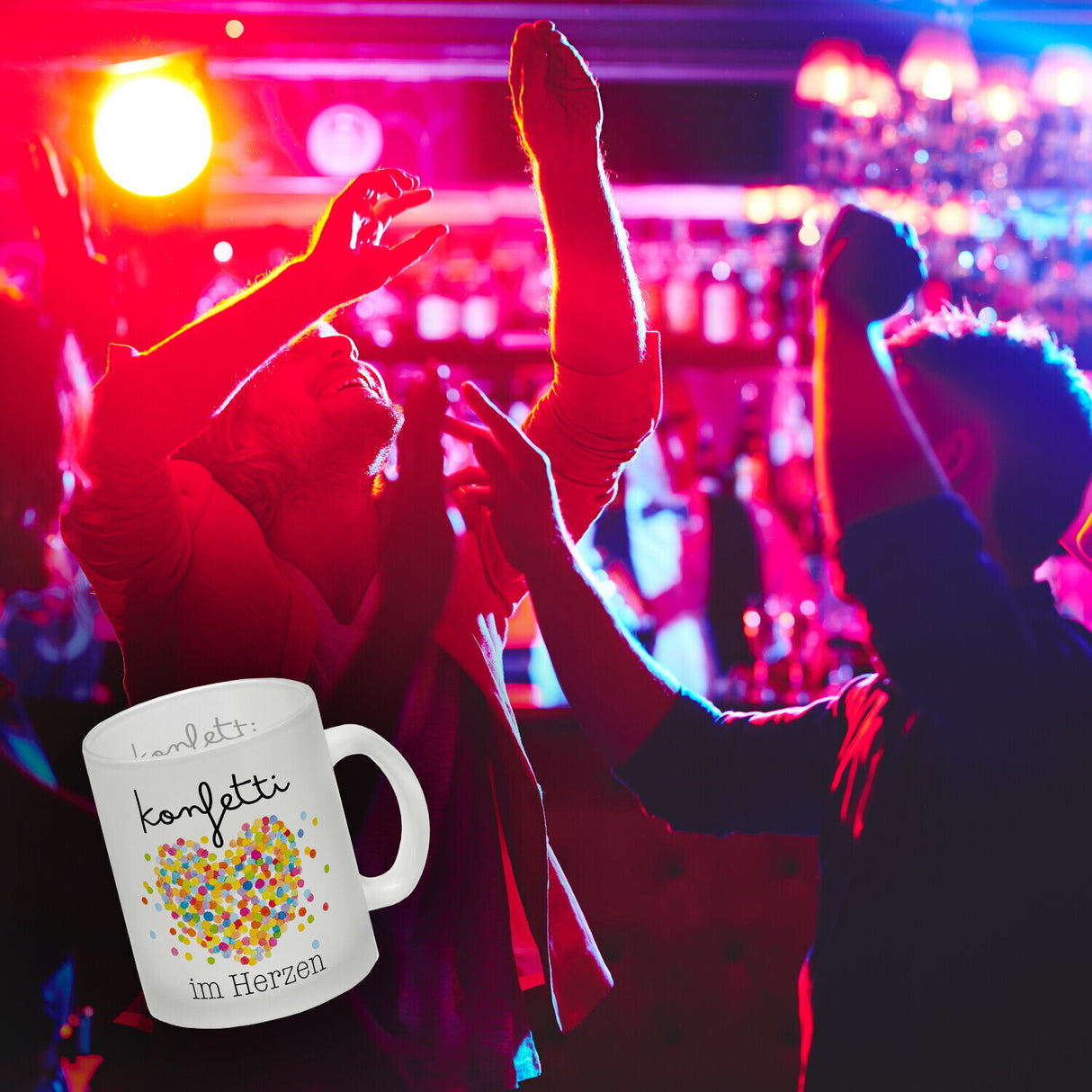 Konfetti im Herzen Karneval Geschenk Kaffeebecher