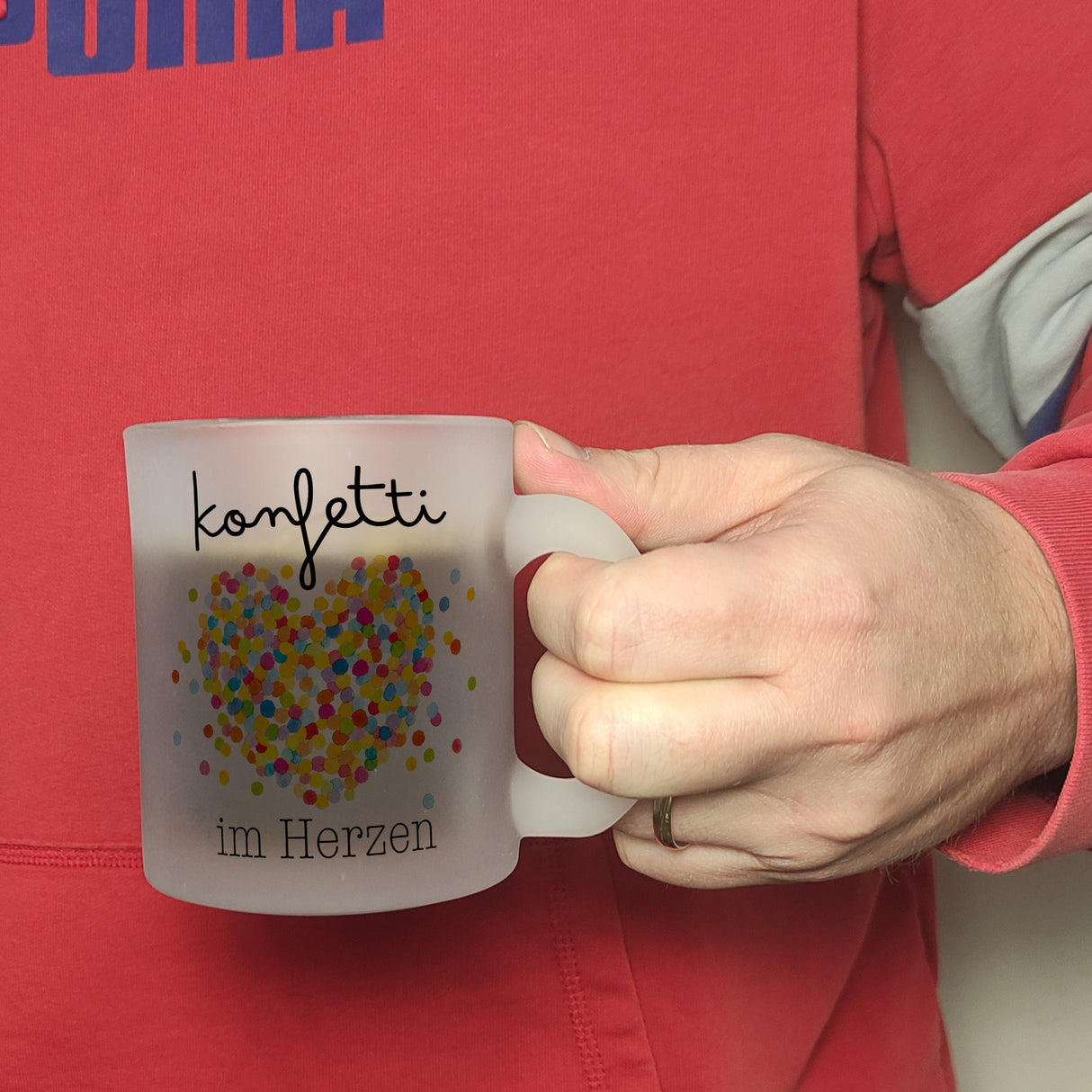 Konfetti im Herzen Karneval Geschenk Kaffeebecher