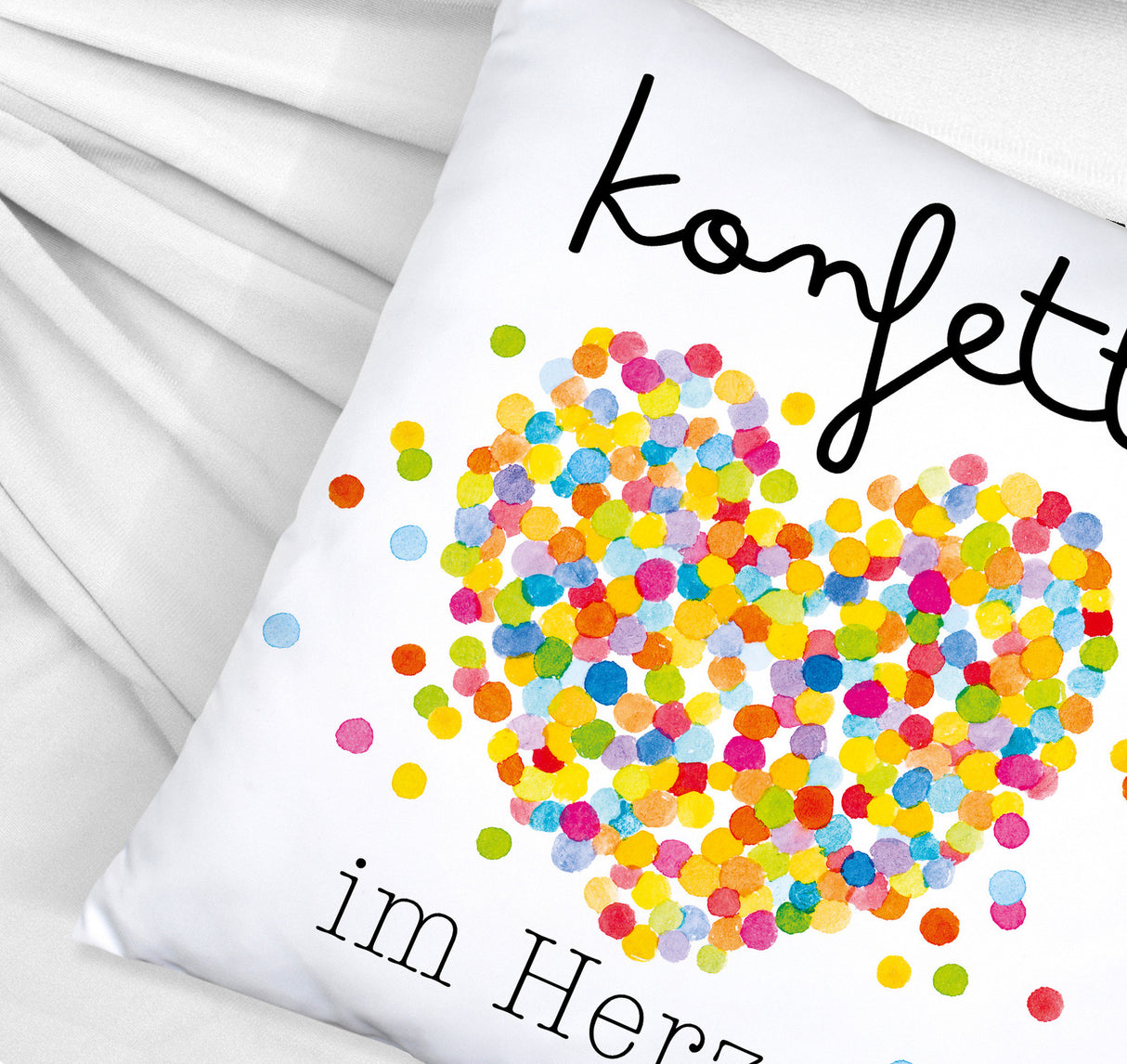 Konfetti im Herzen Karneval Geschenk Kissen