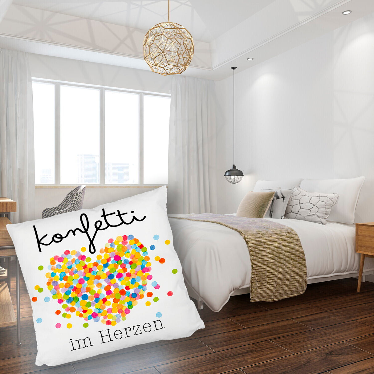 Konfetti im Herzen Karneval Geschenk Kissen