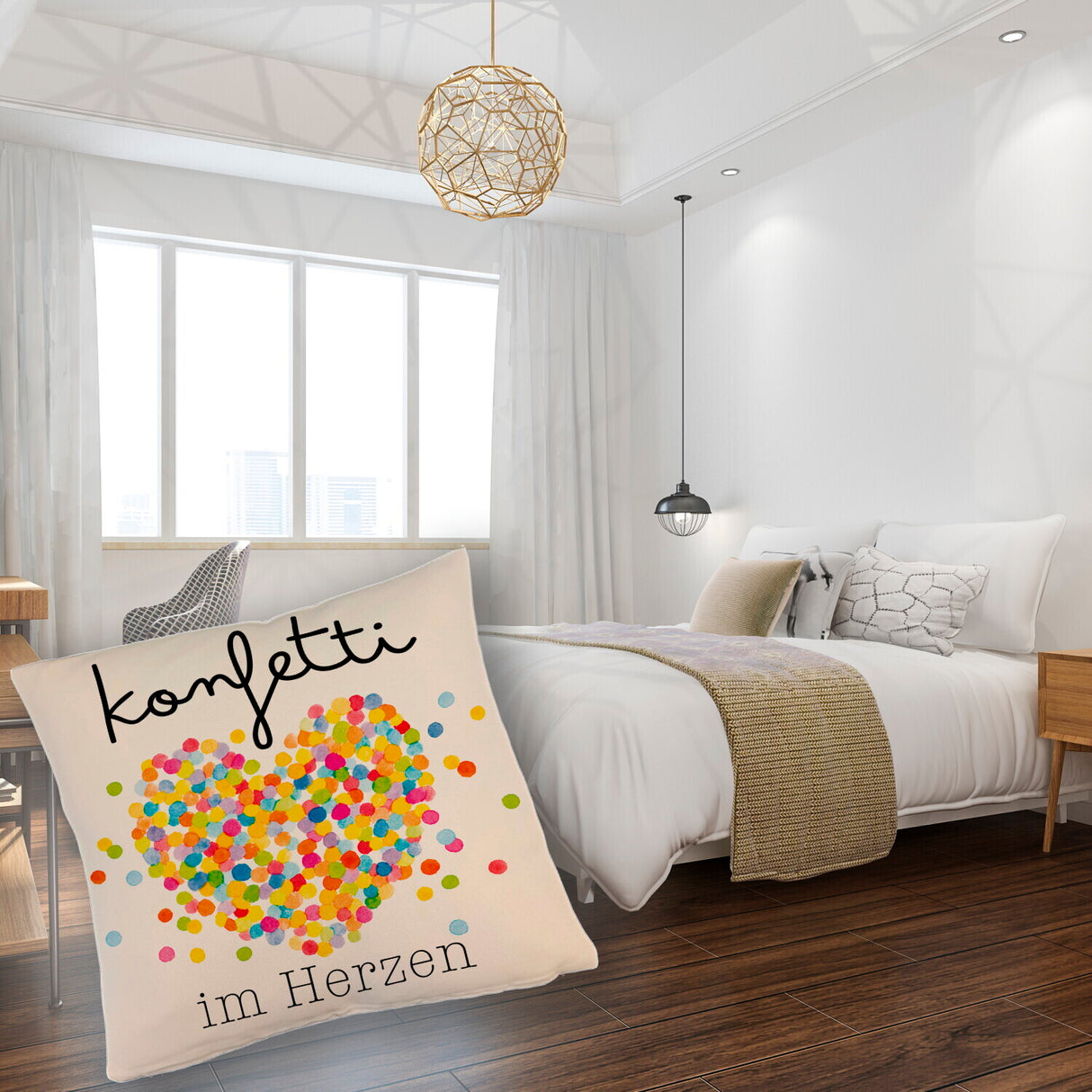 Konfetti im Herzen Karneval Geschenk Kissen