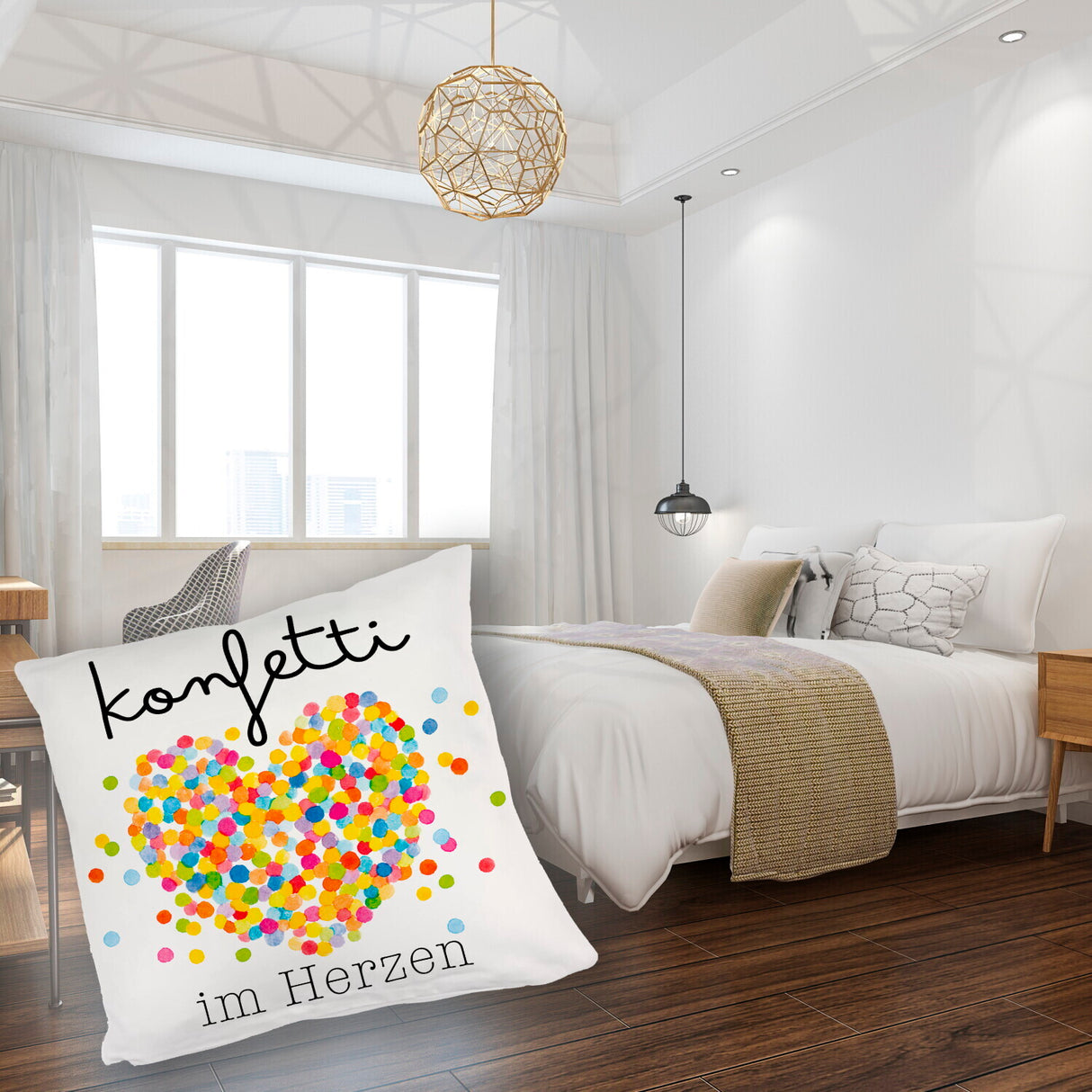 Konfetti im Herzen Karneval Geschenk Kissen