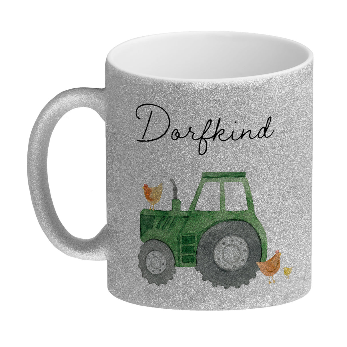 Dorfkind grüner Traktor Kaffeebecher