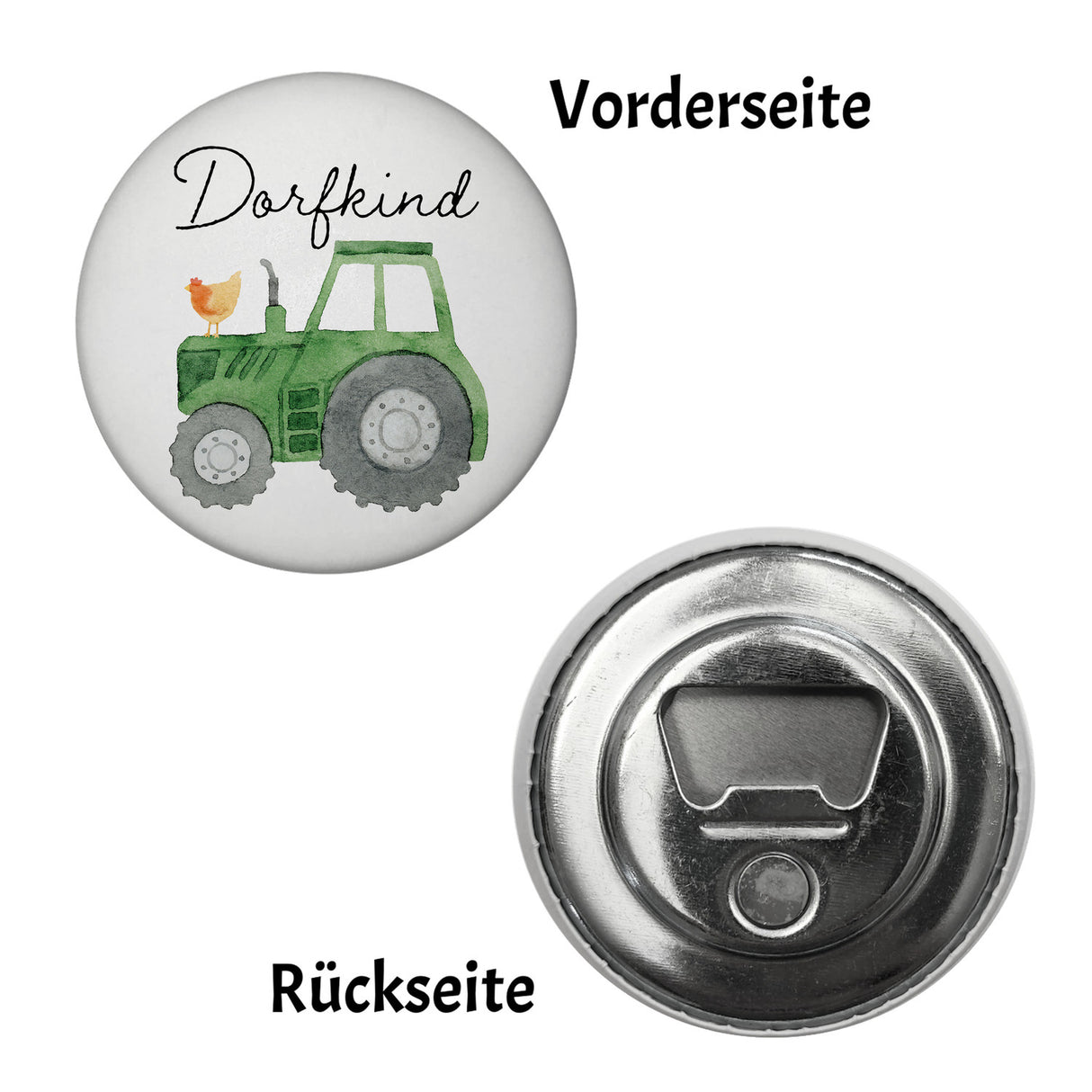 Dorfkind grüner Traktor Magnet rund rund