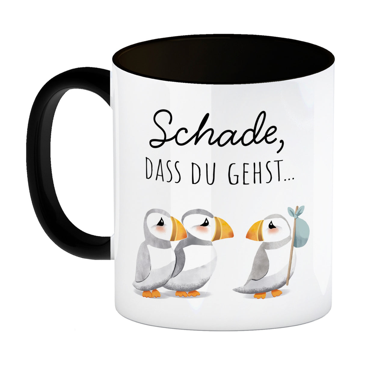 Schade, dass du gehst Papageitaucher Kaffeebecher Abschied Kollege