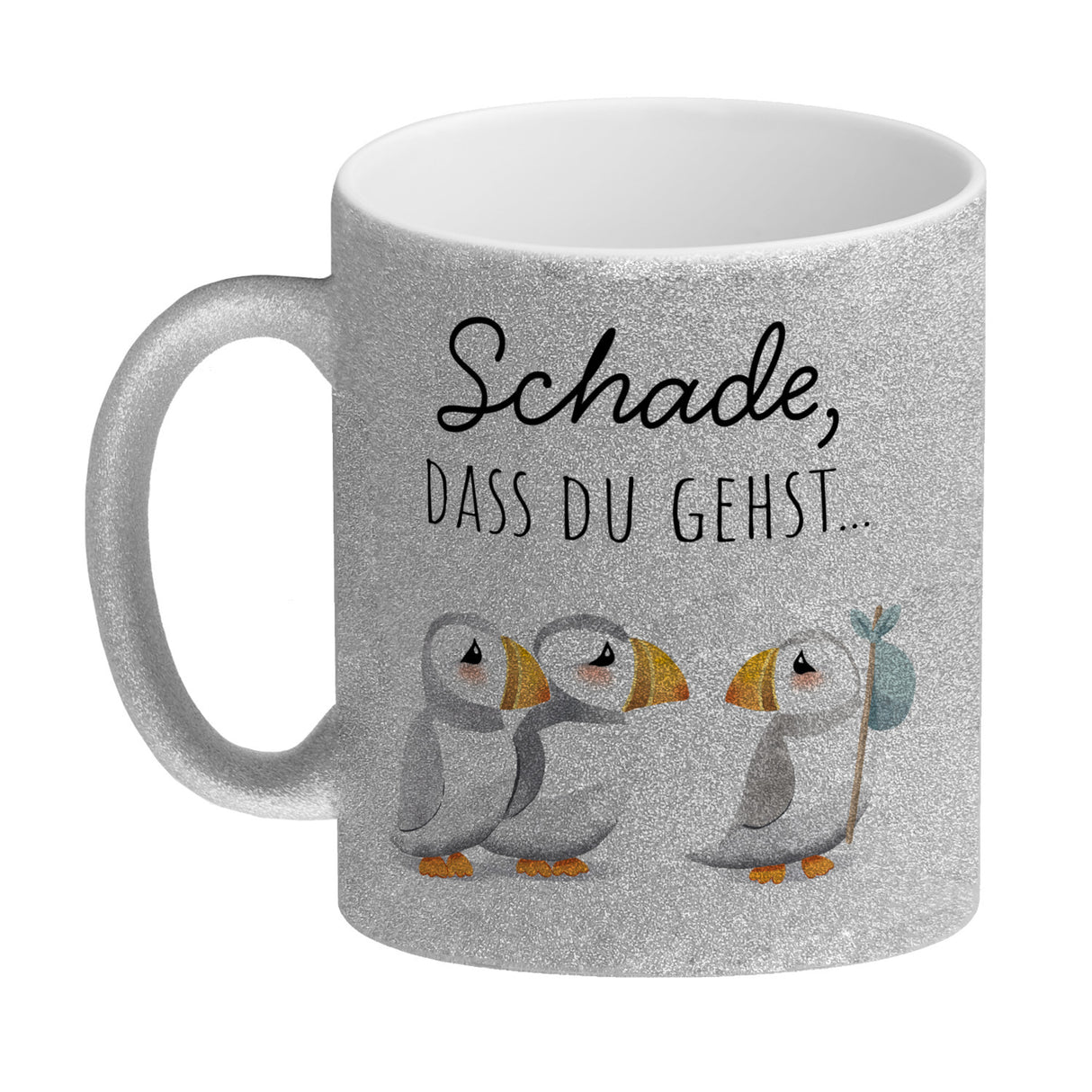 Schade, dass du gehst Papageitaucher Kaffeebecher Abschied Kollege