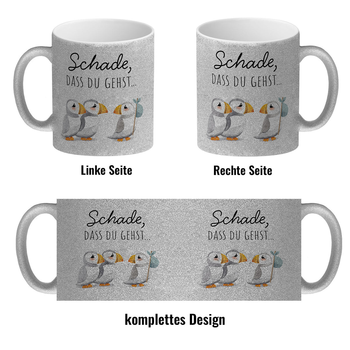 Schade, dass du gehst Papageitaucher Kaffeebecher Abschied Kollege