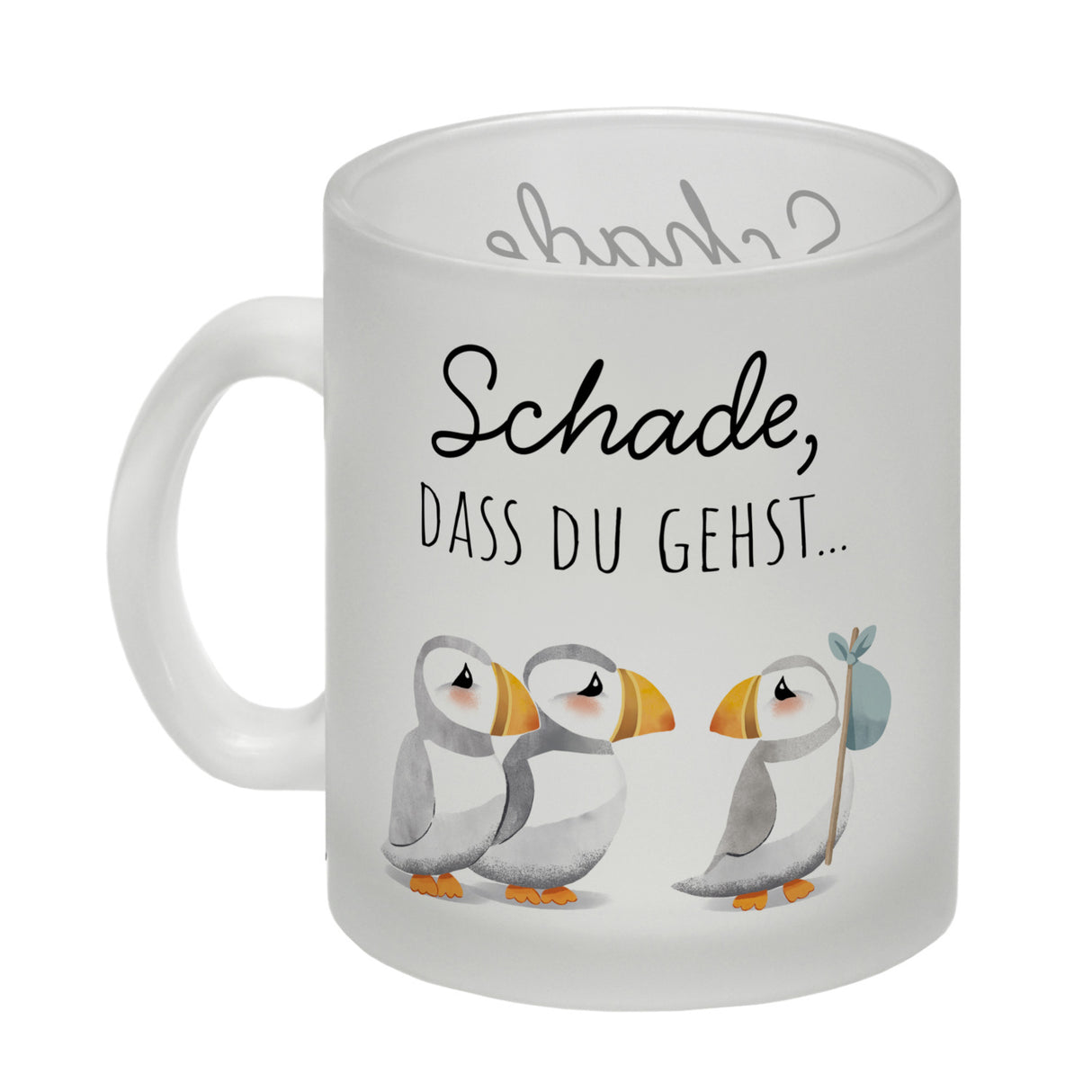 Schade, dass du gehst Papageitaucher Kaffeebecher Abschied Kollege