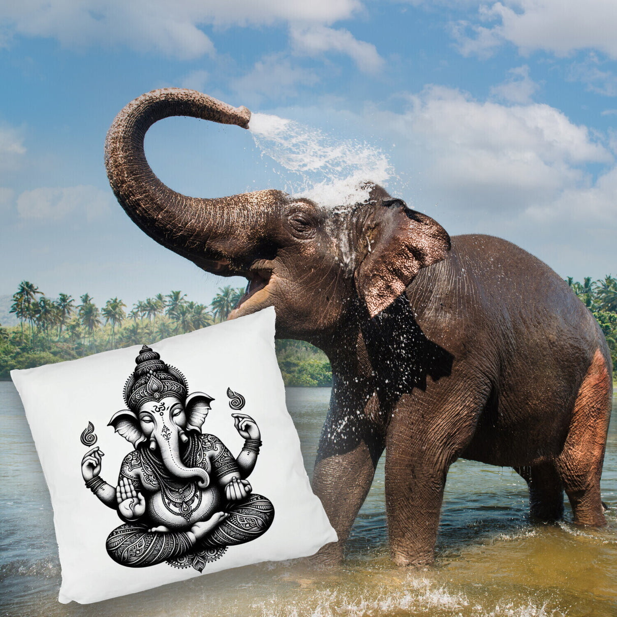 Ganesha Figur Deko Kissen