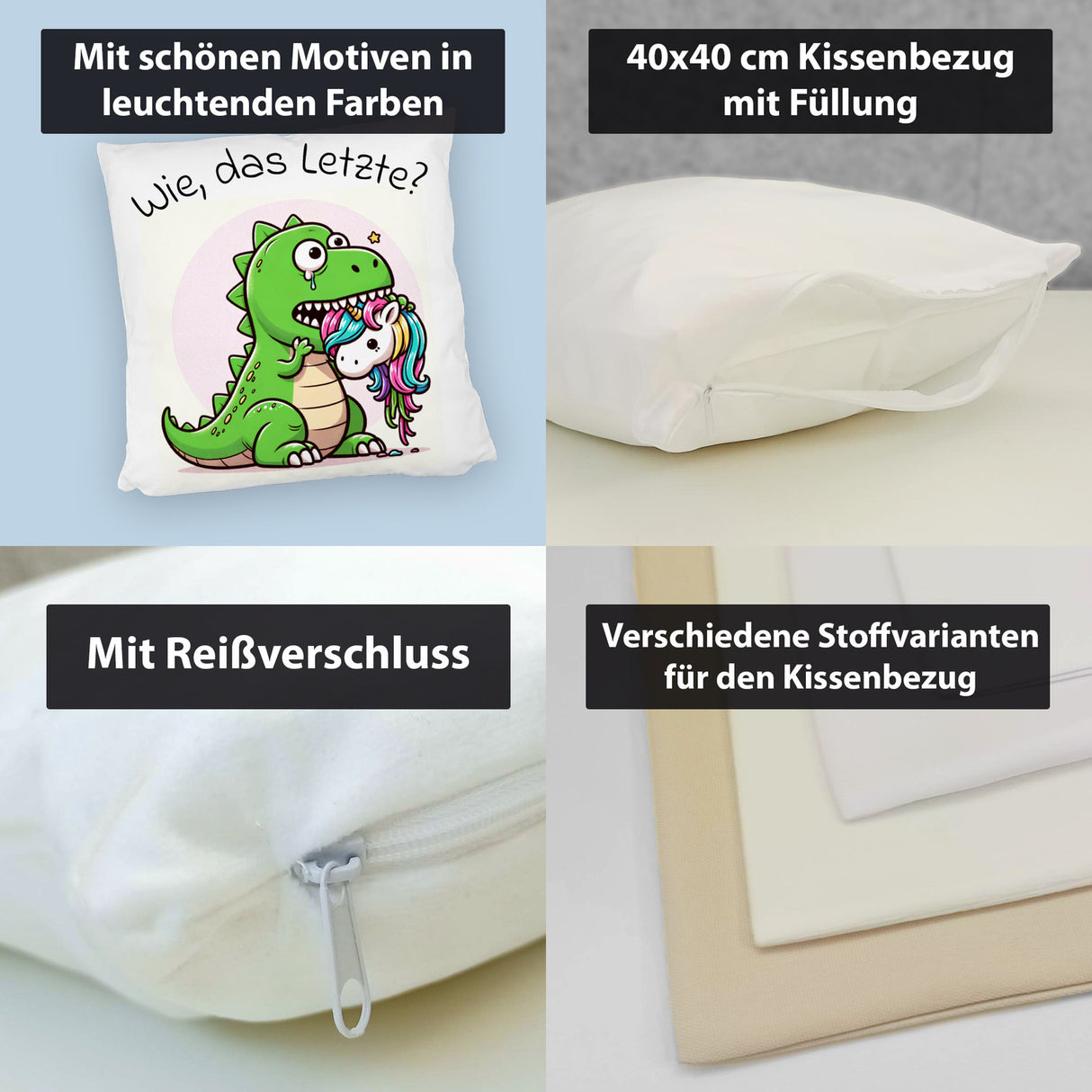 Das letzte Einhorn Kissen mit Spruch Wie das Letzte?