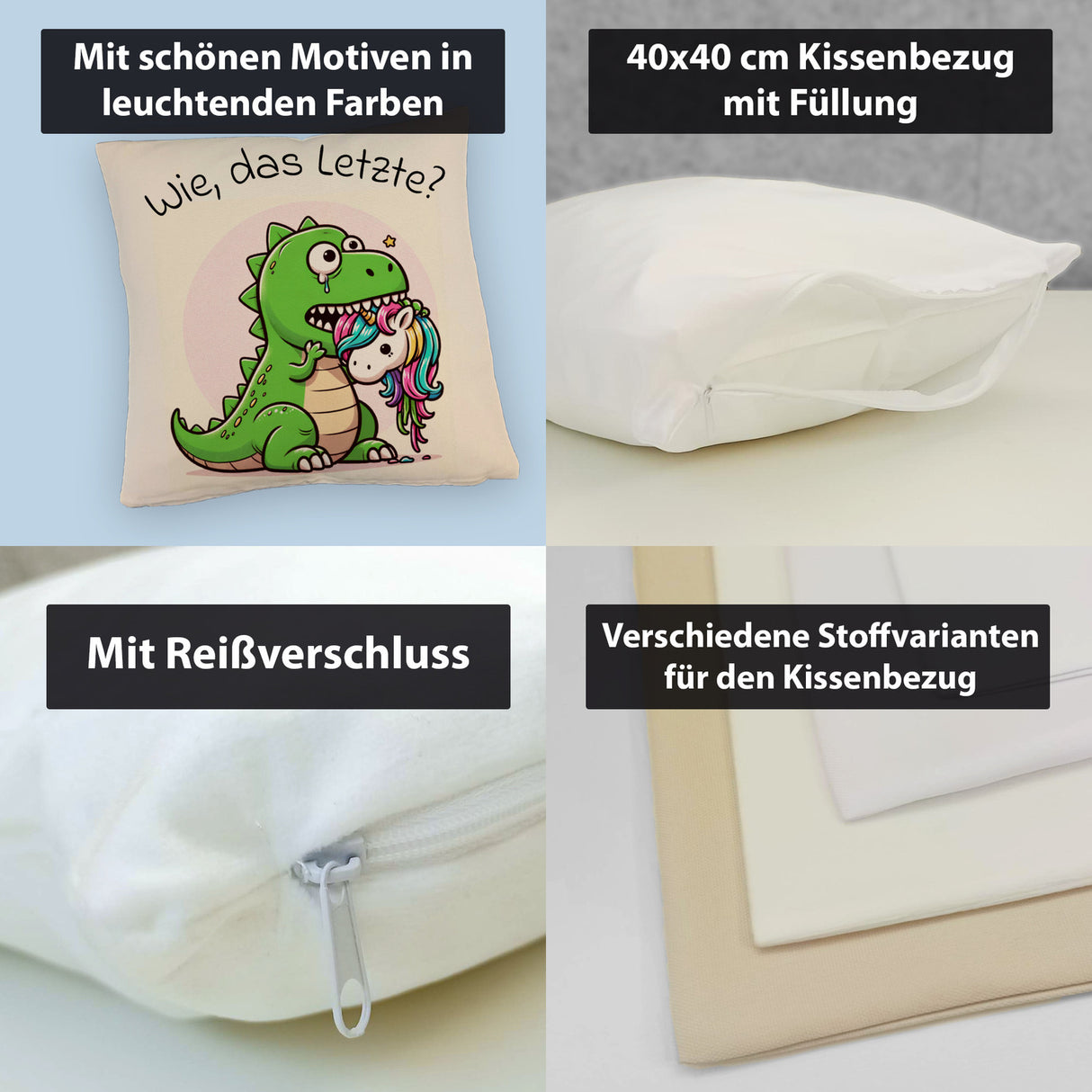 Das letzte Einhorn Kissen mit Spruch Wie das Letzte?