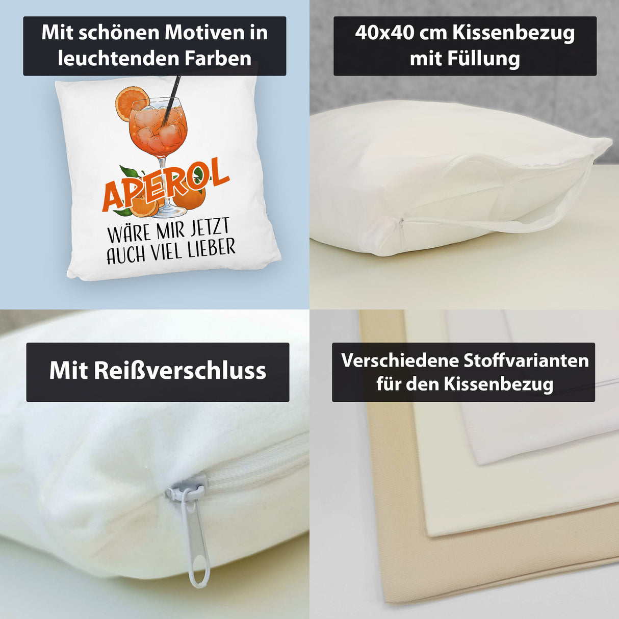 Cocktail Kissen mit Spruch Aperol wäre mir jetzt auch viel lieber