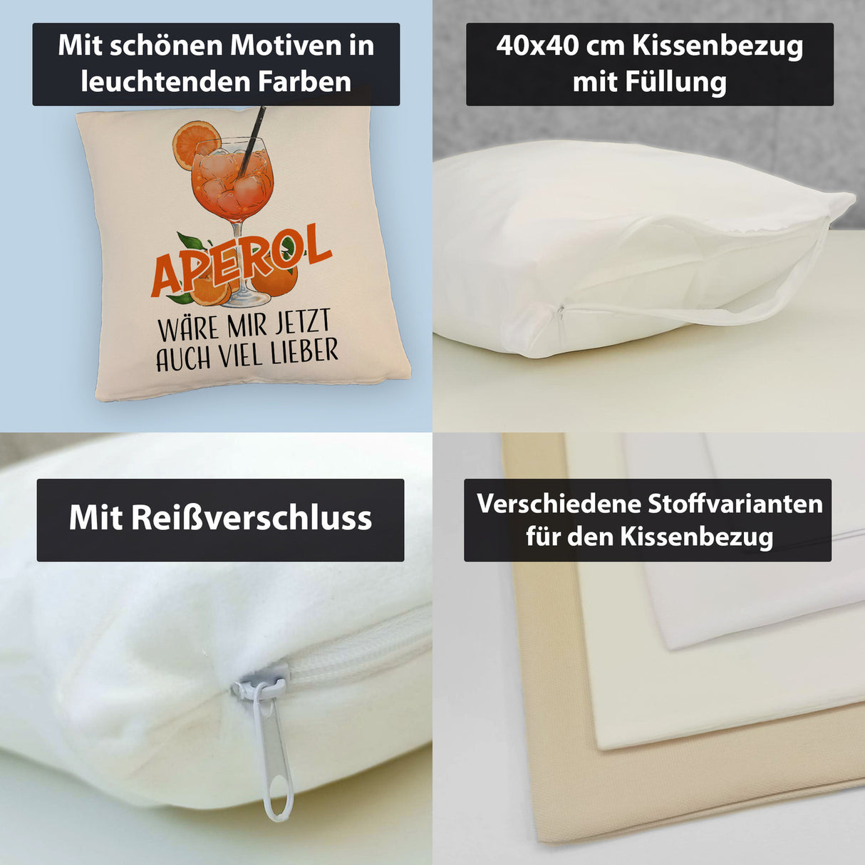 Cocktail Kissen mit Spruch Aperol wäre mir jetzt auch viel lieber
