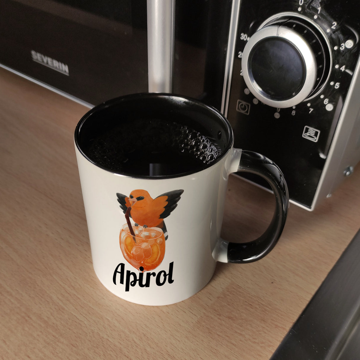 Vogel Priol Kaffeebecher mit Spruch Apirol